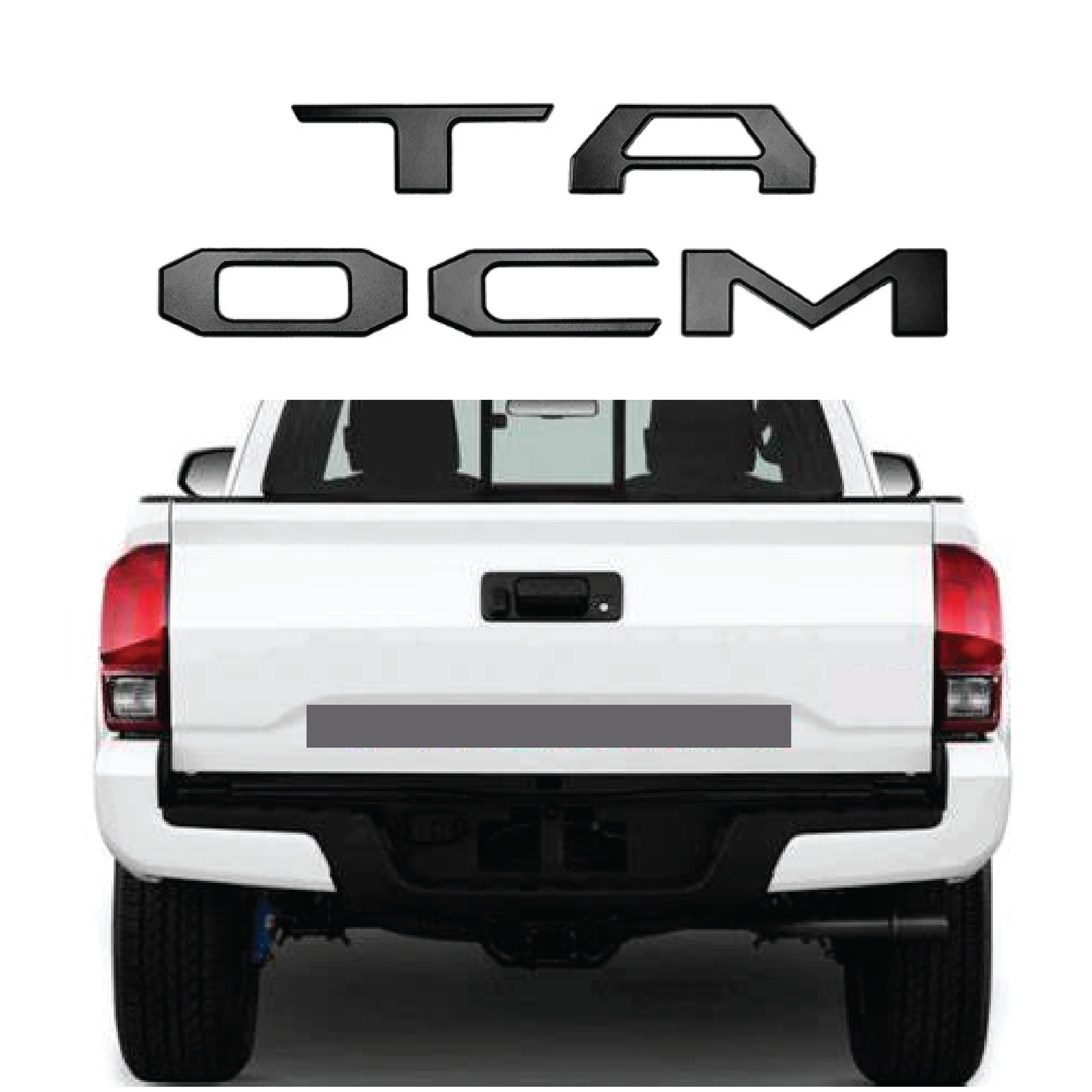 Tacoma 3D Raised Tailgate Letters Black Matte