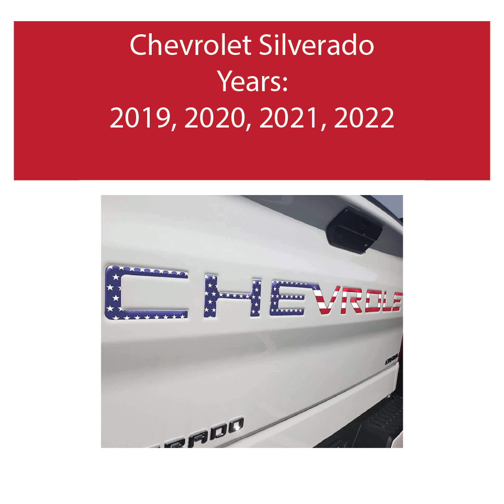 Replacement for Chevrolet Silverado 3D Raised Tailgate Letters USA FLAG || 2019 - 2022