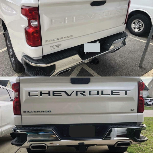Replacement for Chevrolet Silverado 3D Raised Tailgate Letters BLACK MATTE || 2019 - 2022