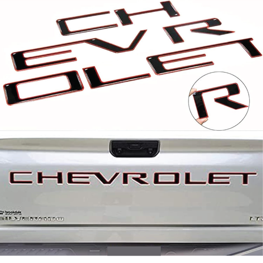 Replacement for Chevrolet Silverado Raised 3D Tailgate Letters BLACK & RED || 2019 - 2024