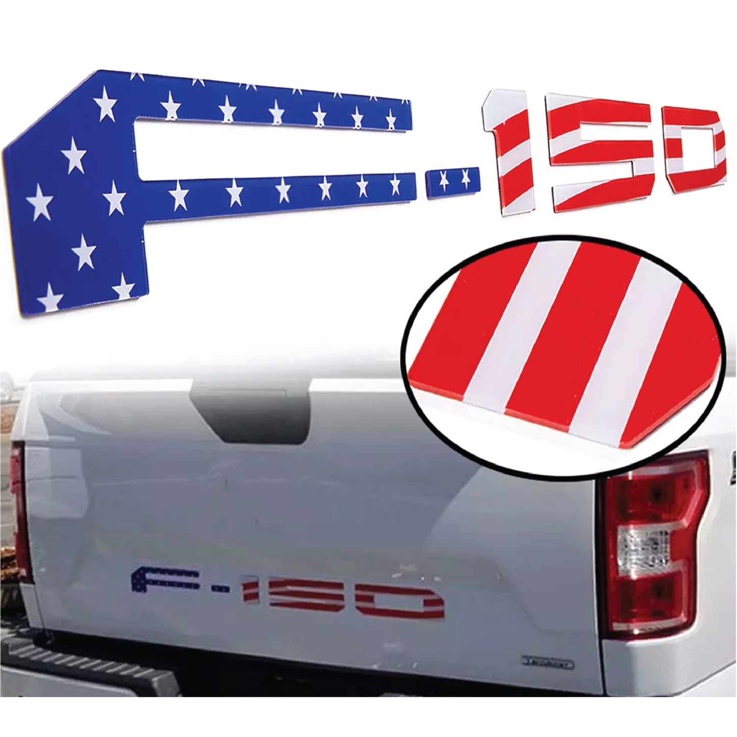 Tailgate Insert Letters Compatible for 2018 2019 2020 F-150 Raised ABS Emblem Decals with Strong Adhesive