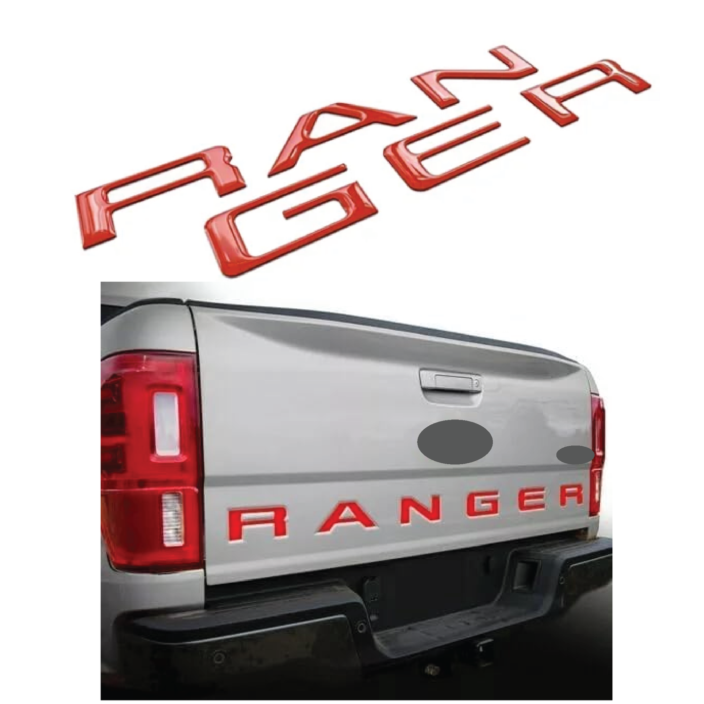 Replacement for Ford Ranger 3D Raised Tailgate Letters RED || 2019 - 2021