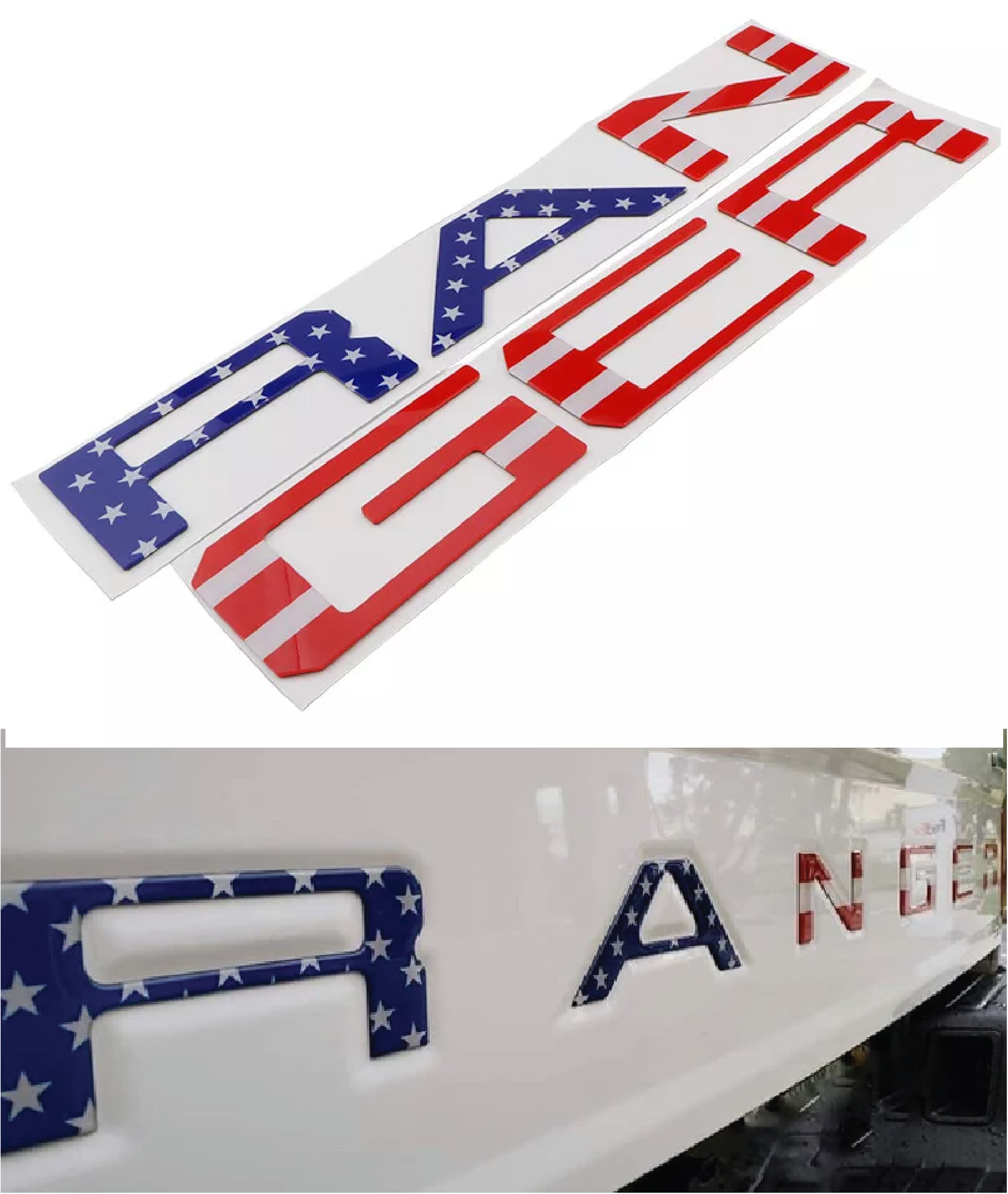 Replacement for Ford Ranger 3D Raised Tailgate Letters RED || 2019 - 2021