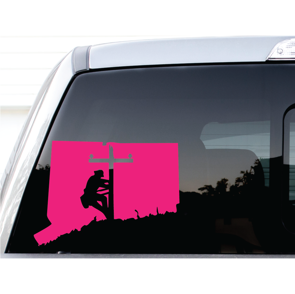 LINEMAN CONNICUIT DECAL ON TRUCK WINDOW BY SHOP VINYL DESIGN