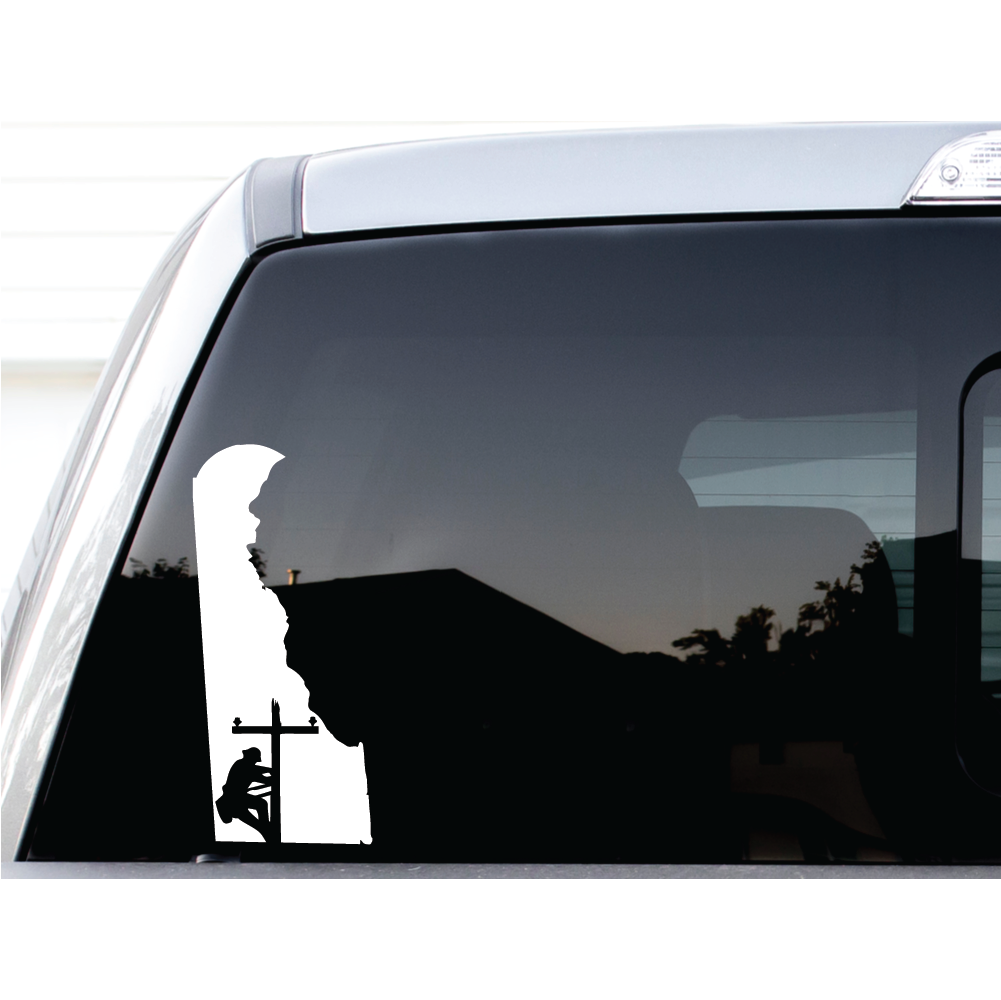 LINEMAN DELAWARE DECAL ON TRUCK WINDOW BY SHOP VINYL DESIGN
