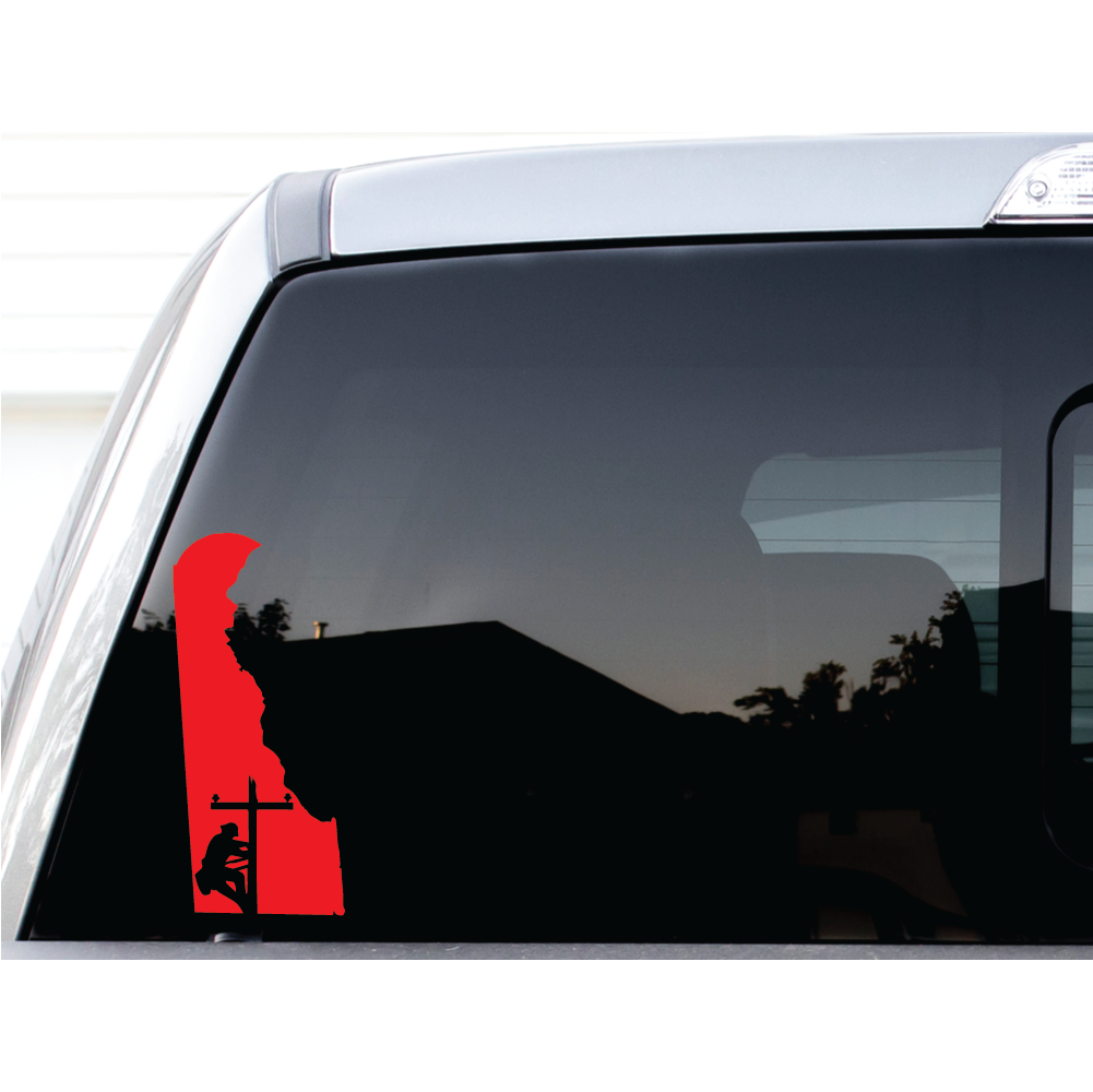 LINEMAN IDAHO DECAL ON TRUCK WINDOW BY SHOP VINYL DESIGN