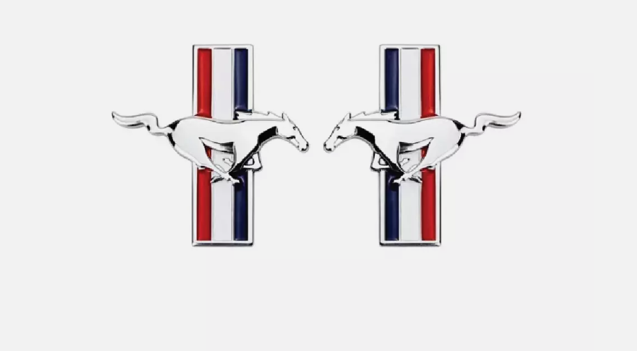 Mustang 1994-2004 || 3" Chrome Running Horse Tribar Fender Emblems (made for)