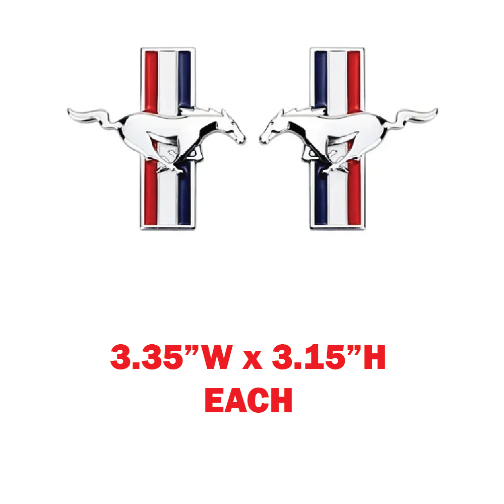 Mustang 1994-2004 || 3" Chrome Running Horse Tribar Fender Emblems (made for)