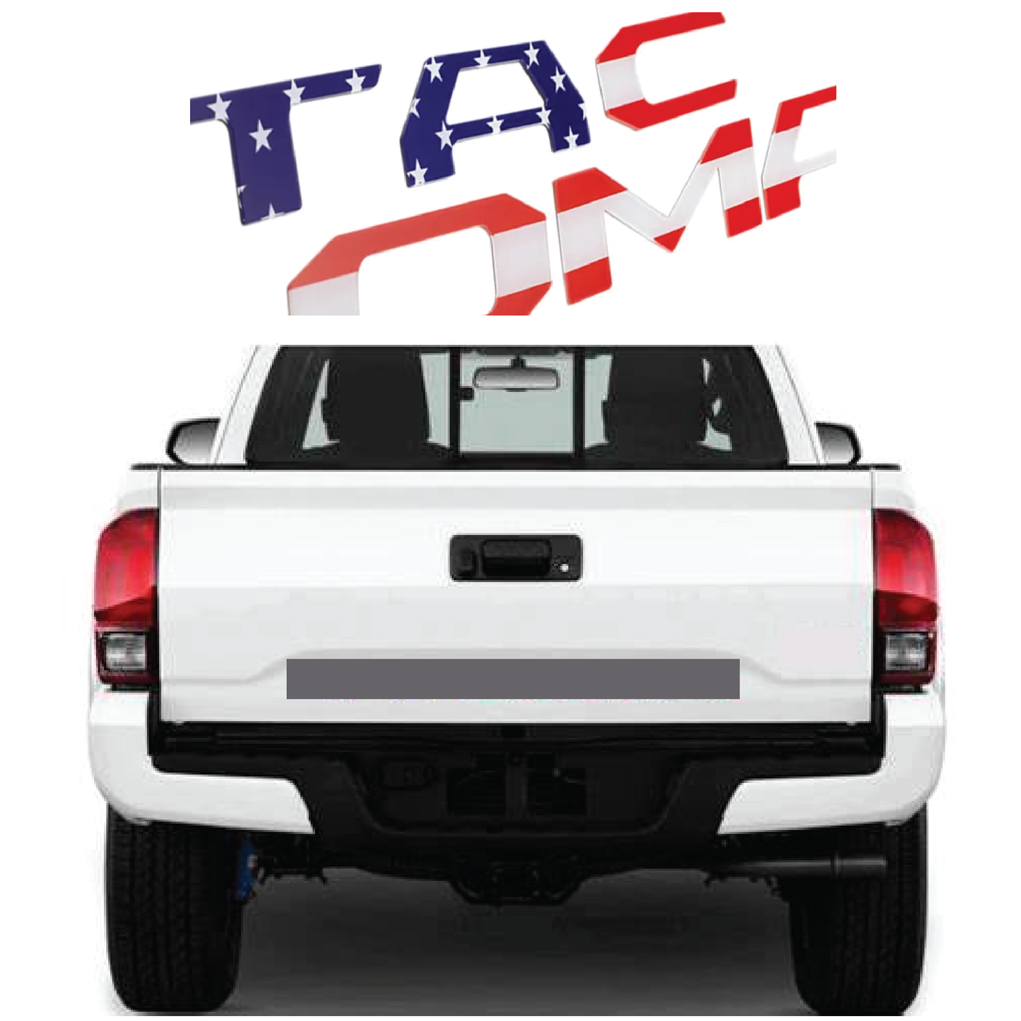 Replacement for Toyota Tacoma Tailgate 3D Raised Letters USA Flag || 2016 - 2024