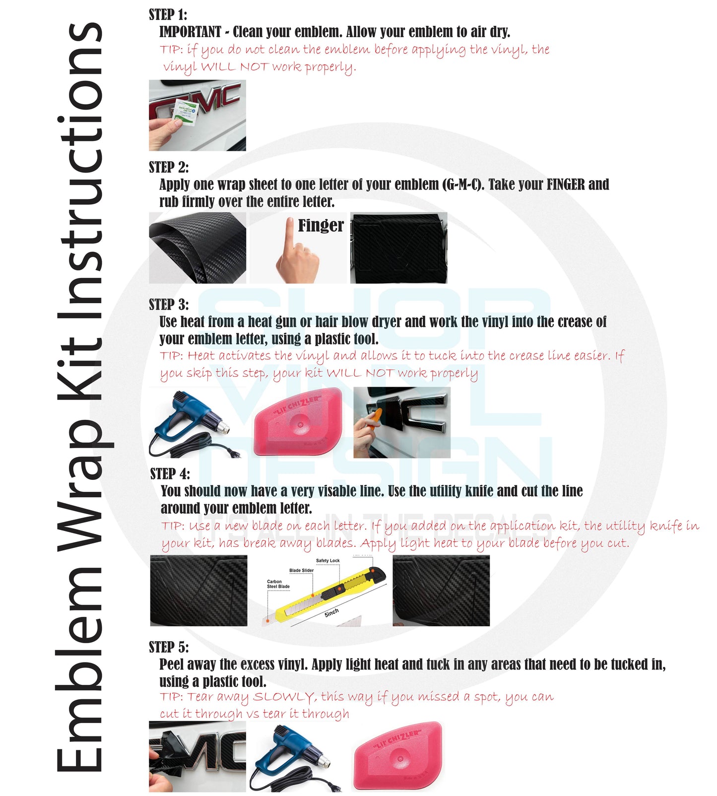 GMC EMBLEM WRAP KIT APPLICATION INSTRUCTIONS BY SHOP VINYL DESIGN