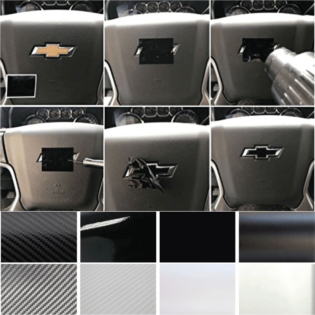Shop Vinyl Design Bowtie Steering Wheel Emblem Wrap Kit Steering Chevy Overlay Kit Shop Vinyl Design decals stickers