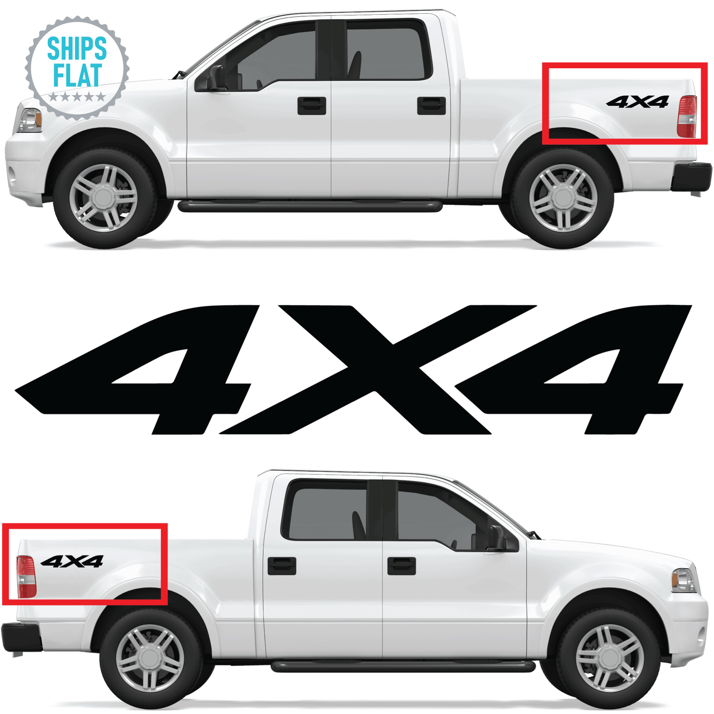 Shop Vinyl Design F-150 F-250 4 x 4 Replacement Bedside Decals #16 Vehicle 001 Black Gloss Shop Vinyl Design decals stickers