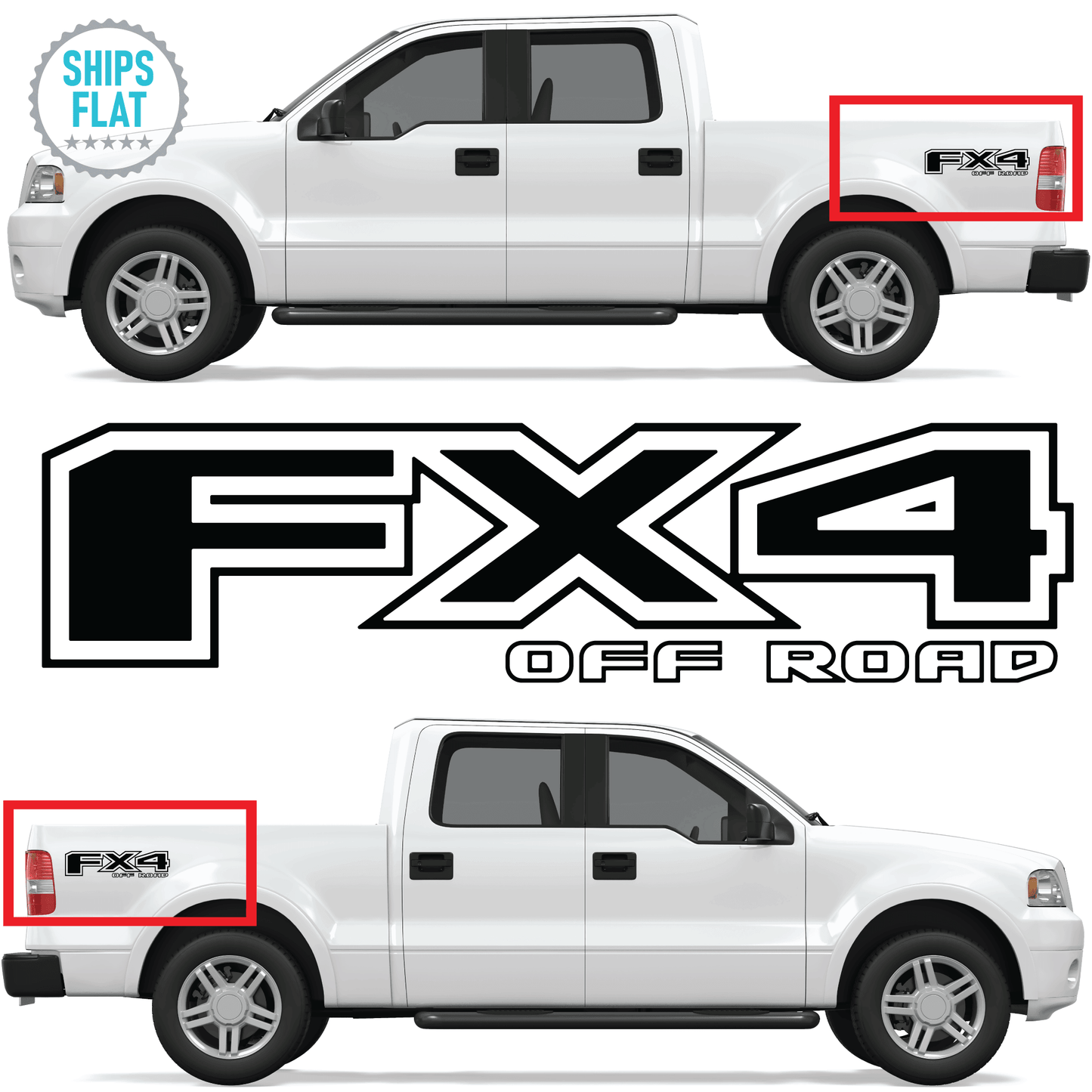 Shop Vinyl Design F-150 F-250 FX4 Off Road Replacement Bedside Decals Vehicle 001 Black Gloss Shop Vinyl Design decals stickers