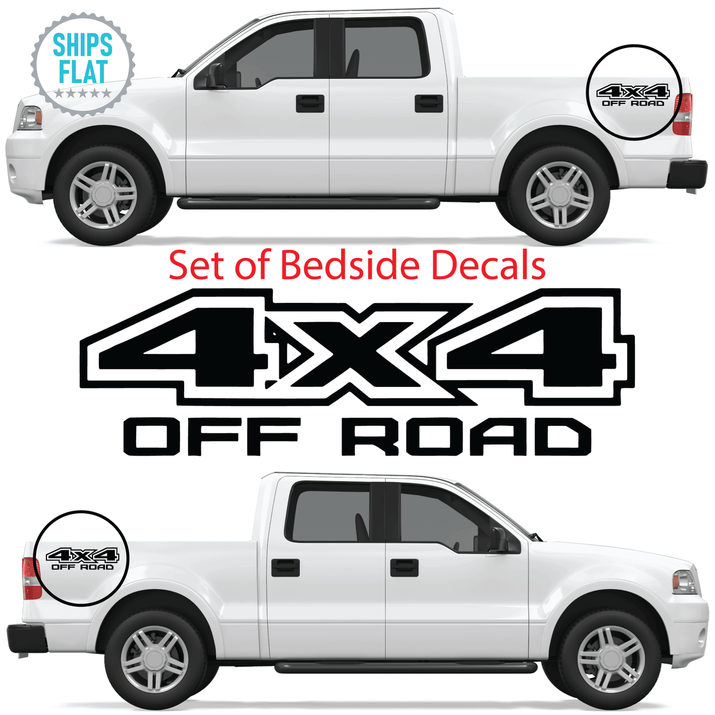Shop Vinyl Design F-150 F-250 Trucks 4 x 4 Off Road Replacement Bedside Decals #05 Vehicle decal 001 Black Gloss Shop Vinyl Design decals stickers