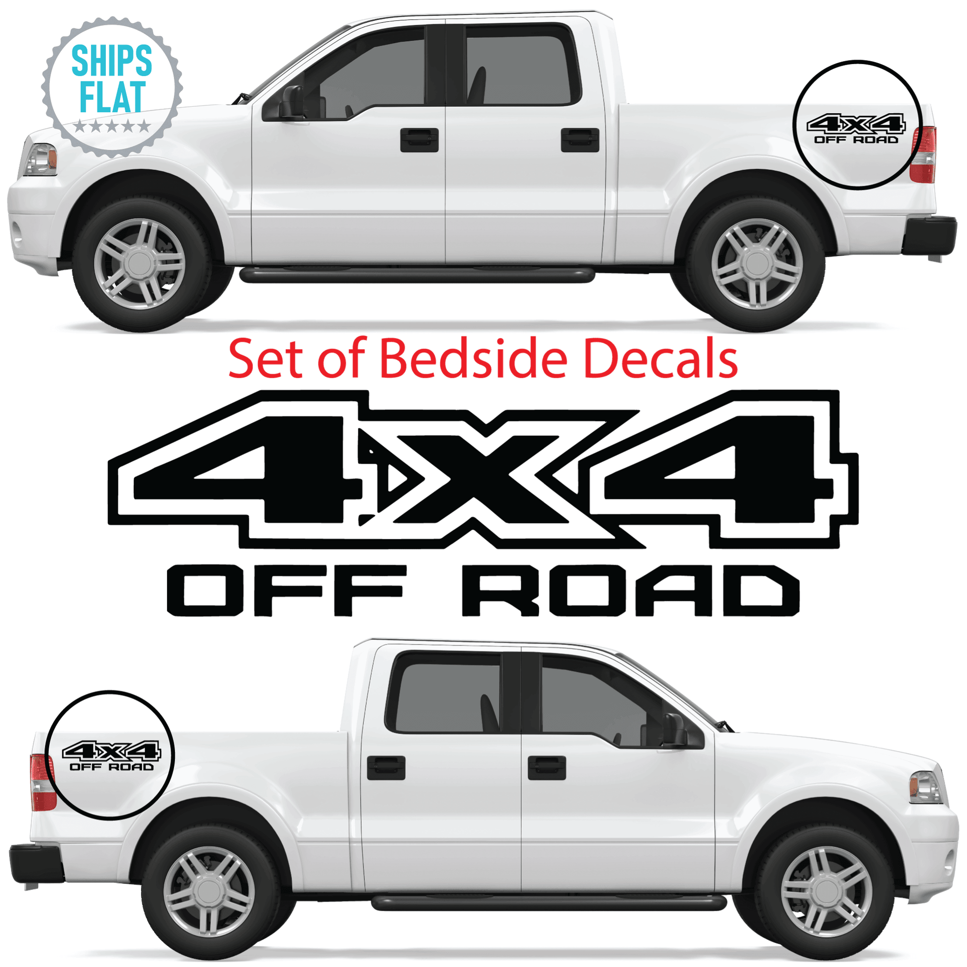 Shop Vinyl Design F-150 F-250 Trucks 4 x 4 Off Road Replacement Bedside Decals #05 Vehicle decal 001 Black Gloss Shop Vinyl Design decals stickers
