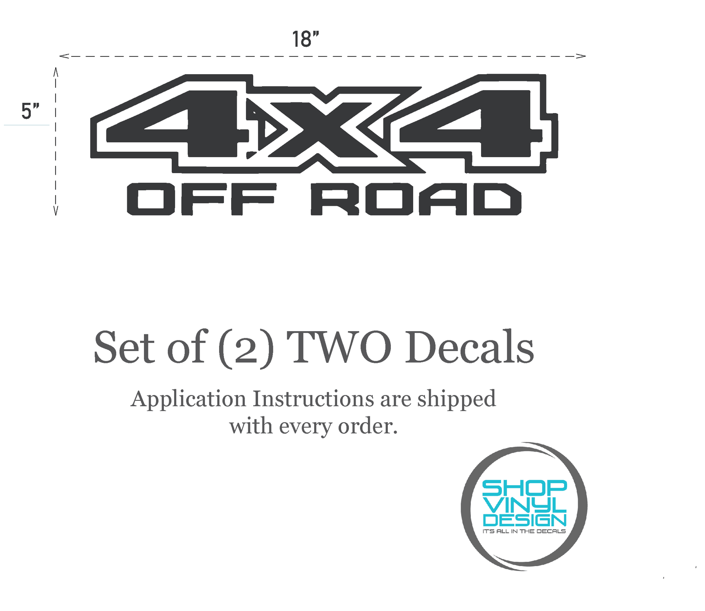 Shop Vinyl Design F-150 F-250 Trucks 4 x 4 Off Road Replacement Bedside Decals #05 Vehicle decal 001 White Gloss Shop Vinyl Design decals stickers
