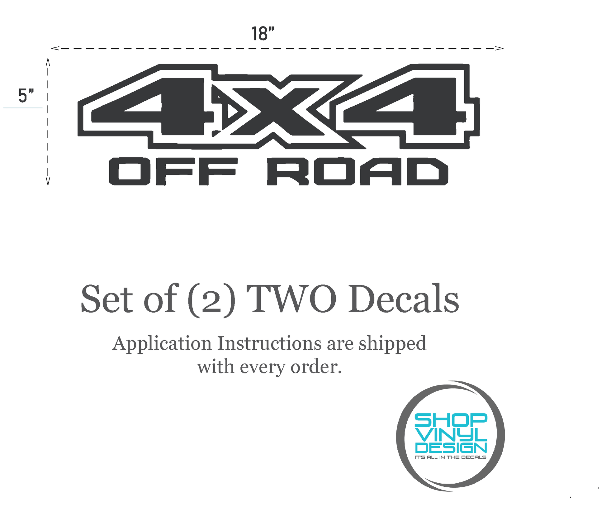 Shop Vinyl Design F-150 F-250 Trucks 4 x 4 Off Road Replacement Bedside Decals #05 Vehicle decal 001 White Gloss Shop Vinyl Design decals stickers