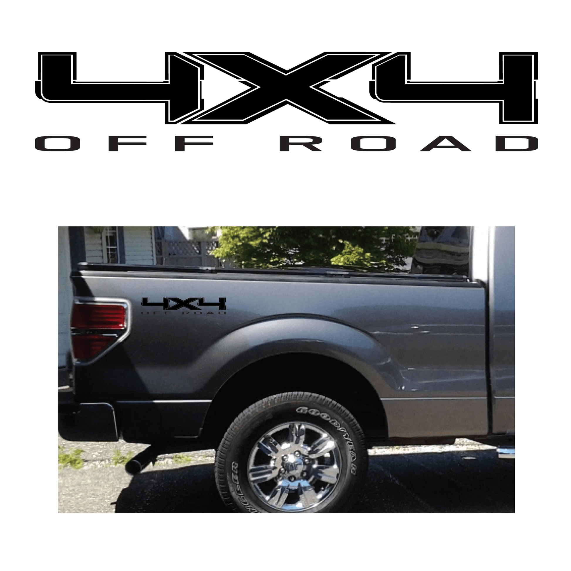 Shop Vinyl Design F-150 F-250 Trucks 4 x 4 Off Road Replacement Bedside Decals #10 Vehicle decal 001 Black Gloss Shop Vinyl Design decals stickers