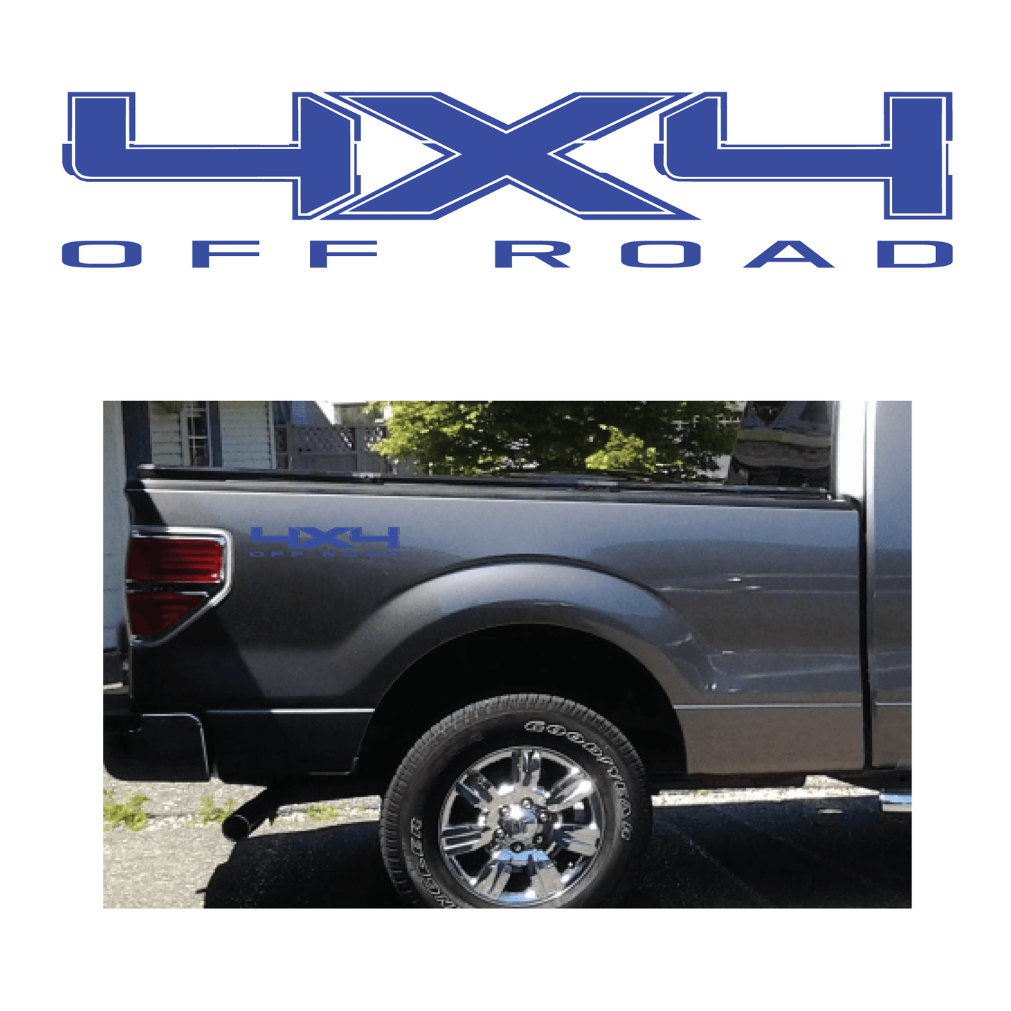 Shop Vinyl Design F-150 F-250 Trucks 4 x 4 Off Road Replacement Bedside Decals #10 Vehicle decal 001 Brilliant Blue Gloss Shop Vinyl Design decals stickers
