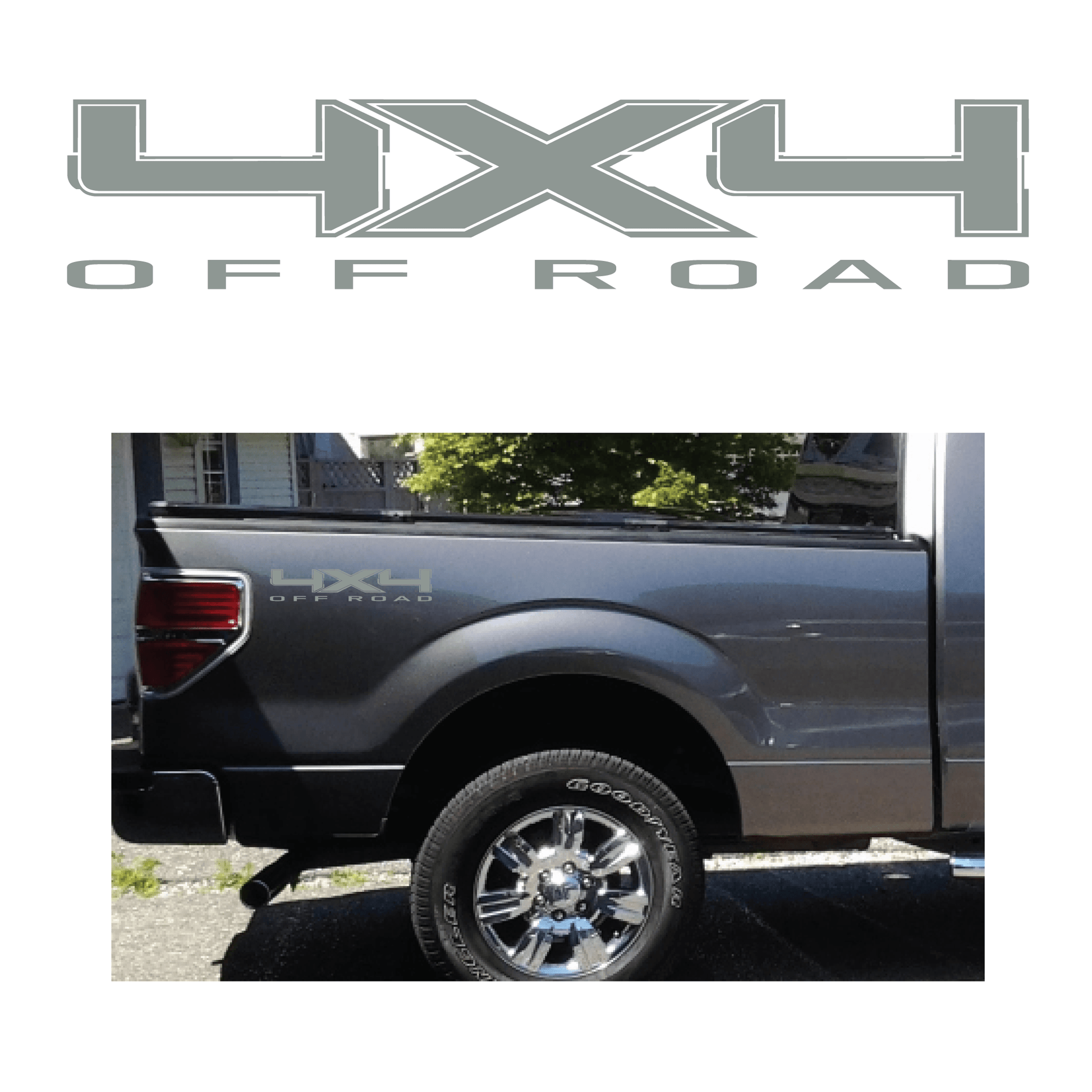 Shop Vinyl Design F-150 F-250 Trucks 4 x 4 Off Road Replacement Bedside Decals #10 Vehicle decal 001 Grey Gloss Shop Vinyl Design decals stickers