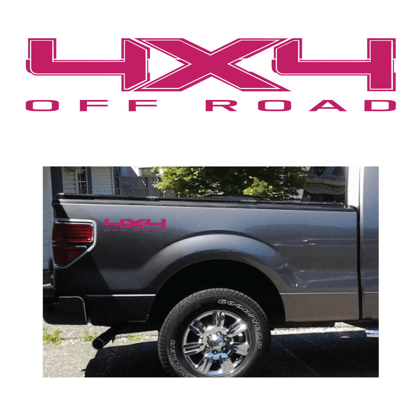 Shop Vinyl Design F-150 F-250 Trucks 4 x 4 Off Road Replacement Bedside Decals #10 Vehicle decal 001 Hot Pink Shop Vinyl Design decals stickers