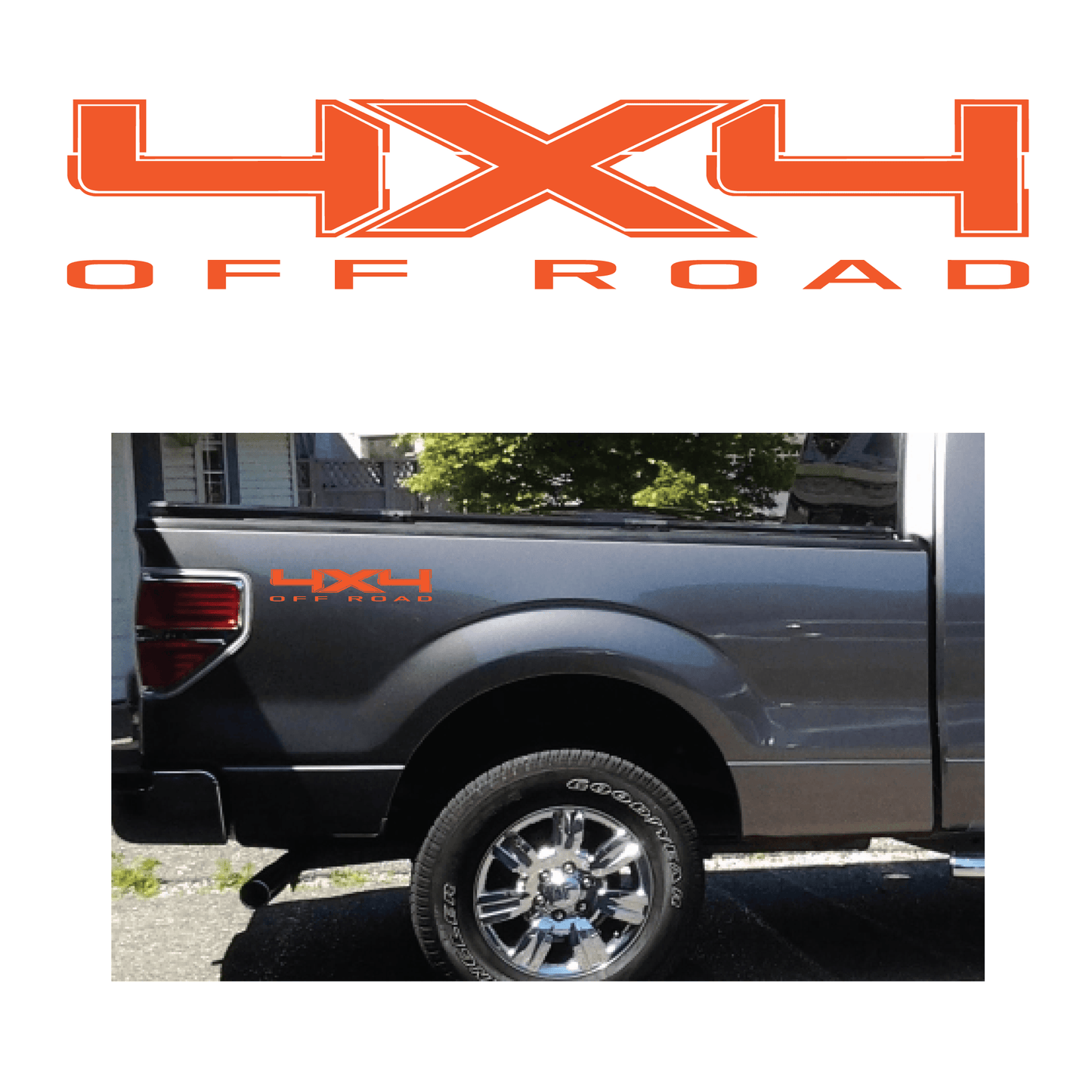 Shop Vinyl Design F-150 F-250 Trucks 4 x 4 Off Road Replacement Bedside Decals #10 Vehicle decal 001 Orange Gloss Shop Vinyl Design decals stickers
