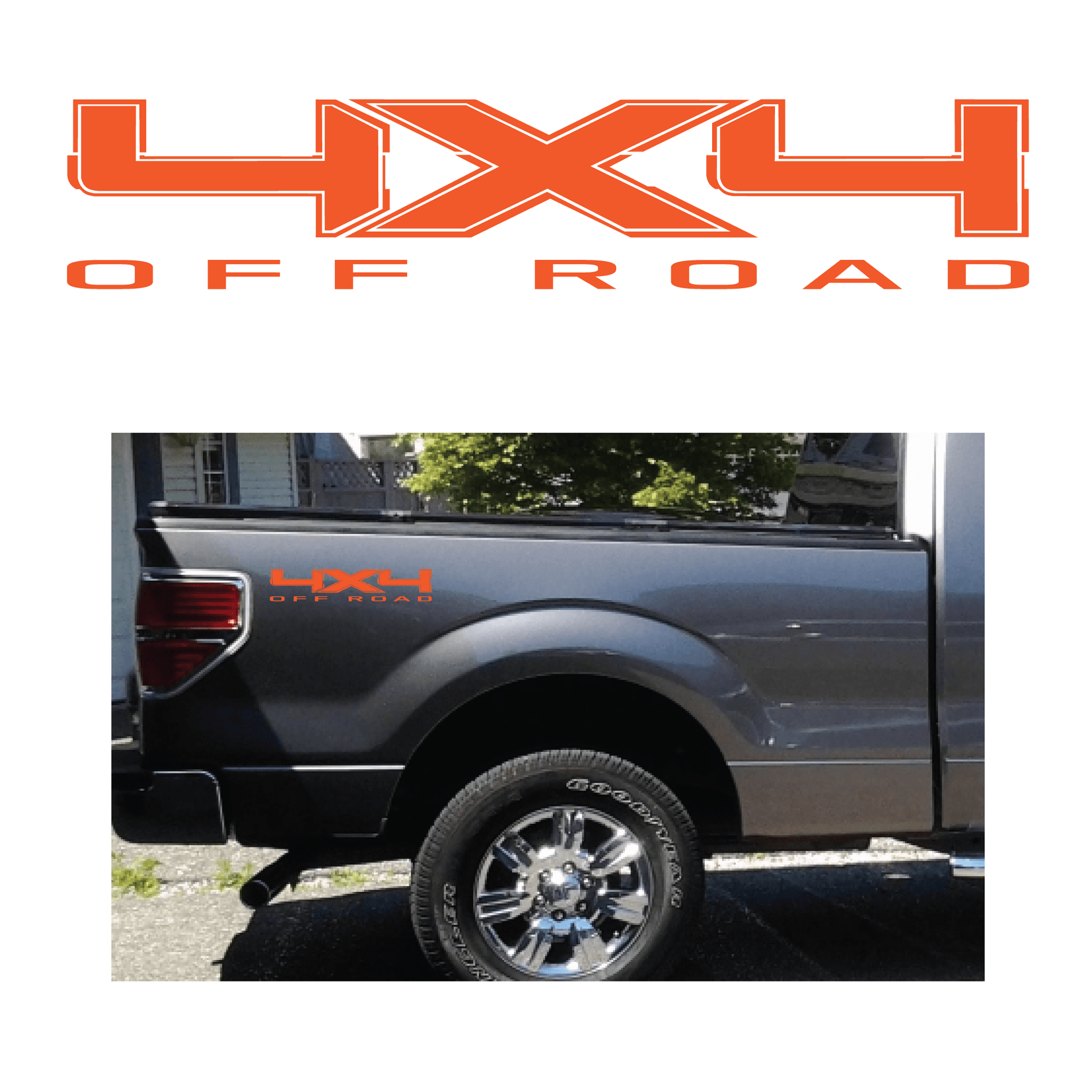 Shop Vinyl Design F-150 F-250 Trucks 4 x 4 Off Road Replacement Bedside Decals #10 Vehicle decal 001 Orange Gloss Shop Vinyl Design decals stickers