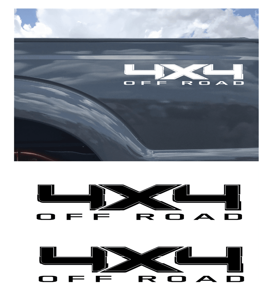 Shop Vinyl Design F-150 F-250 Trucks 4 x 4 Off Road Replacement Bedside Decals #10 Vehicle decal 001 White Gloss Shop Vinyl Design decals stickers