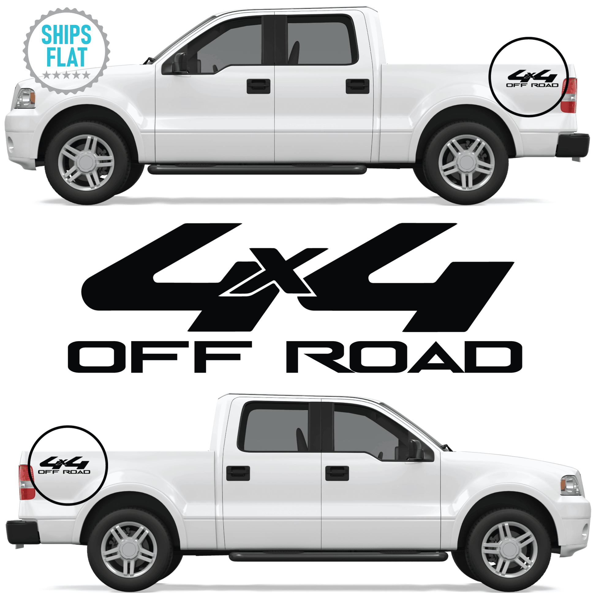Shop Vinyl Design F-150 F-250 Trucks 4 x 4 Off Road Replacement Bedside Decals #20 Vehicle decal 001 Black Gloss Shop Vinyl Design decals stickers