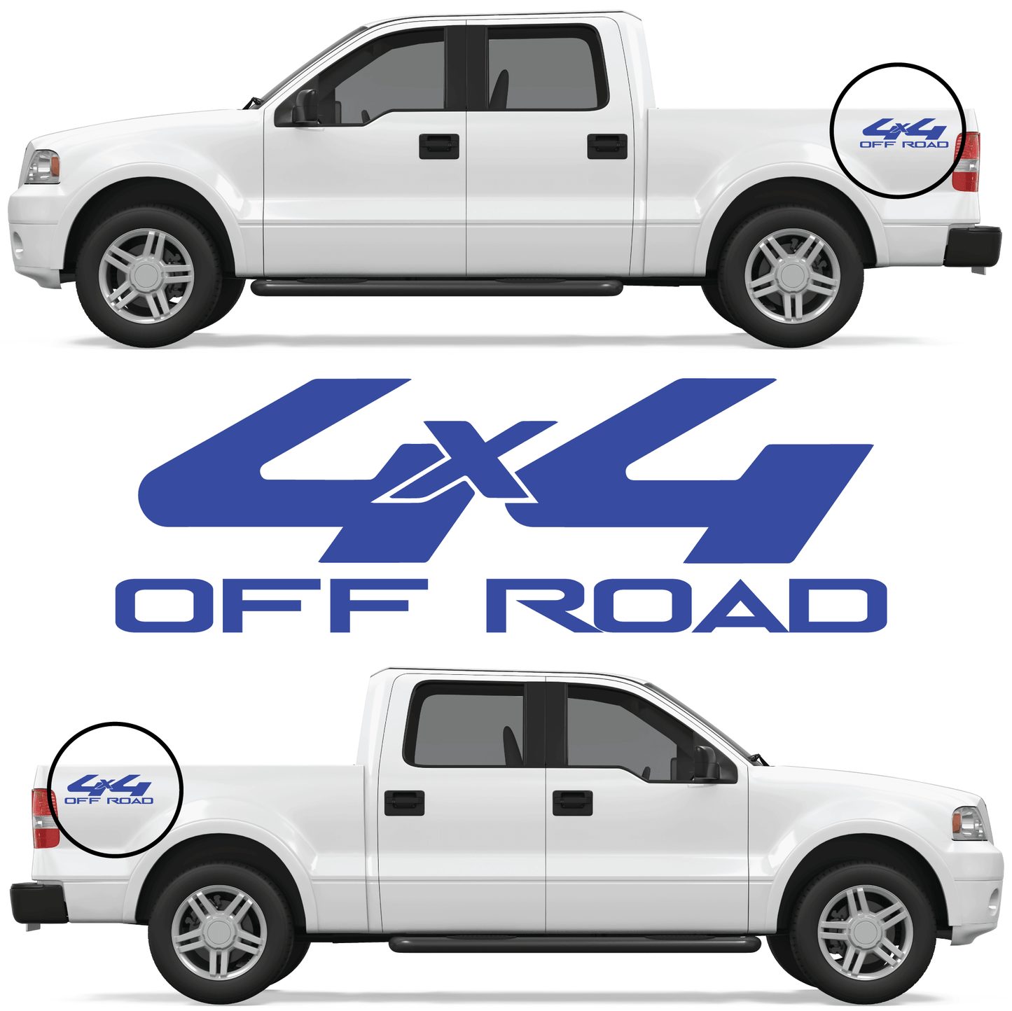Shop Vinyl Design F-150 F-250 Trucks 4 x 4 Off Road Replacement Bedside Decals #20 Vehicle decal 001 Brilliant Blue Gloss Shop Vinyl Design decals stickers