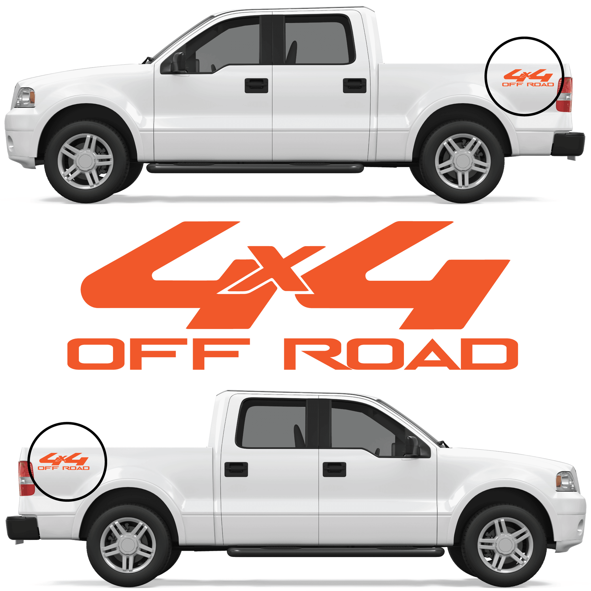 Shop Vinyl Design F-150 F-250 Trucks 4 x 4 Off Road Replacement Bedside Decals #20 Vehicle decal 001 Orange Gloss Shop Vinyl Design decals stickers