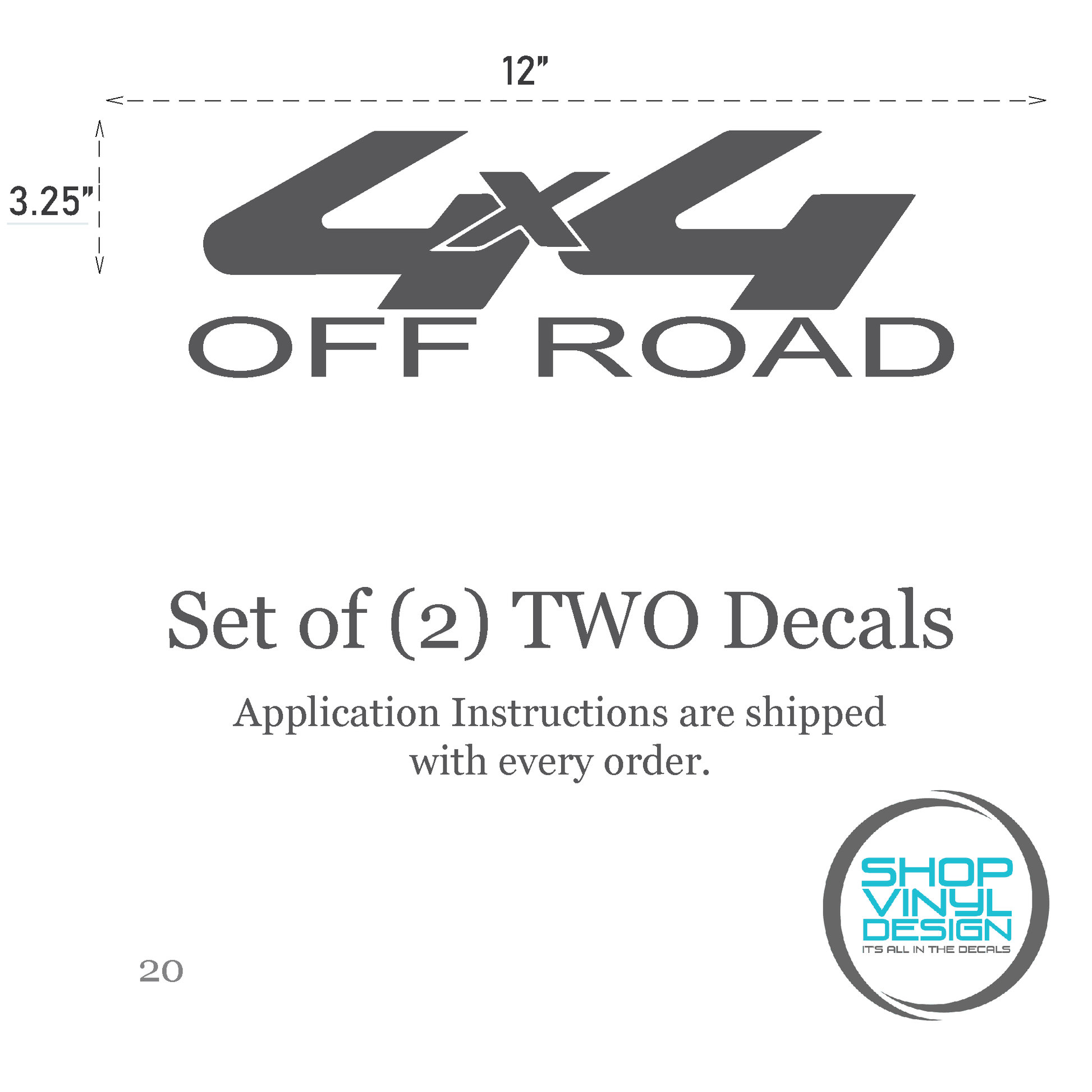 Shop Vinyl Design F-150 F-250 Trucks 4 x 4 Off Road Replacement Bedside Decals #20 Vehicle decal 001 White Gloss Shop Vinyl Design decals stickers