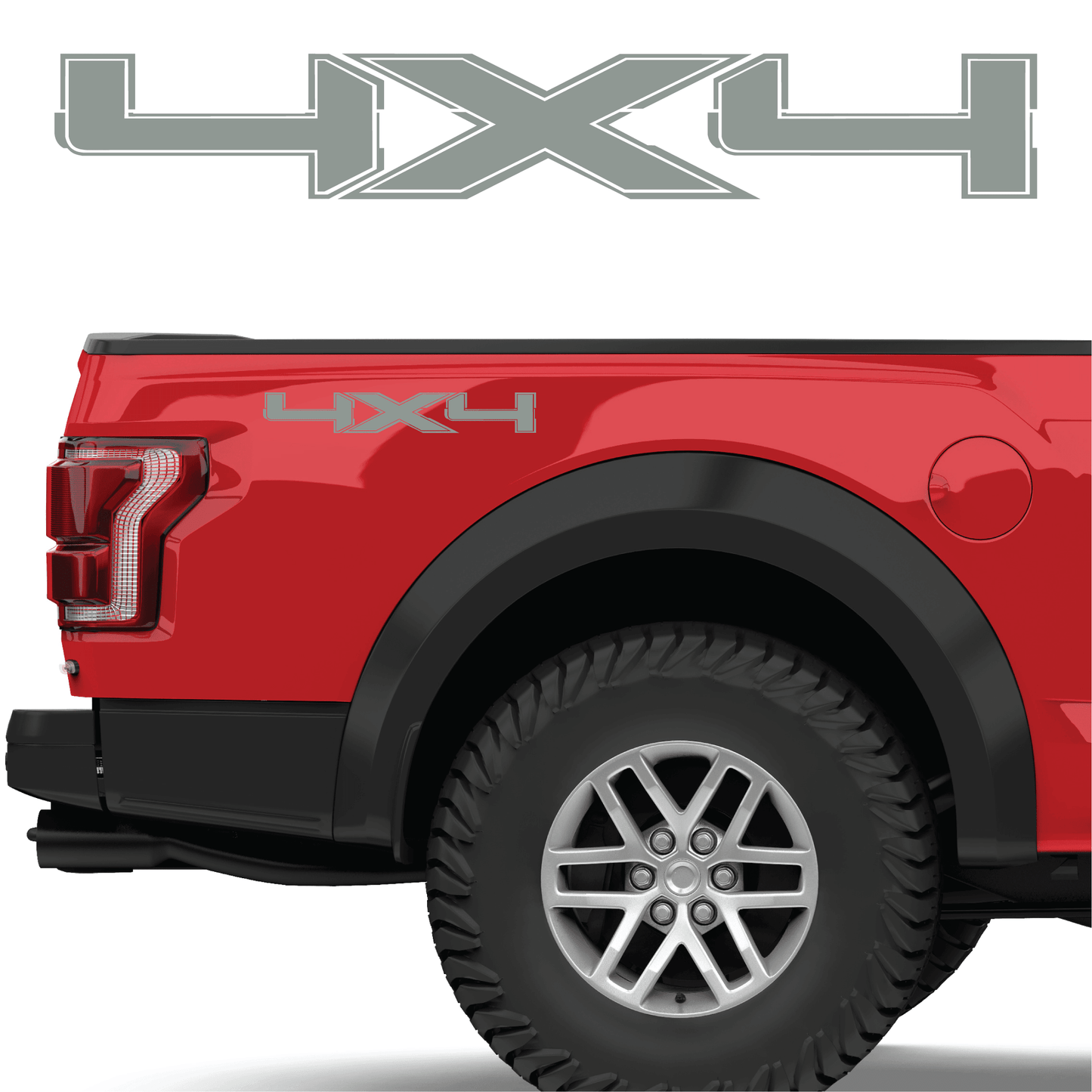 Shop Vinyl Design F-150 F-250 Trucks 4 x 4 Replacement Bedside Decals #14 Vehicle decal 001 Grey Gloss Shop Vinyl Design decals stickers