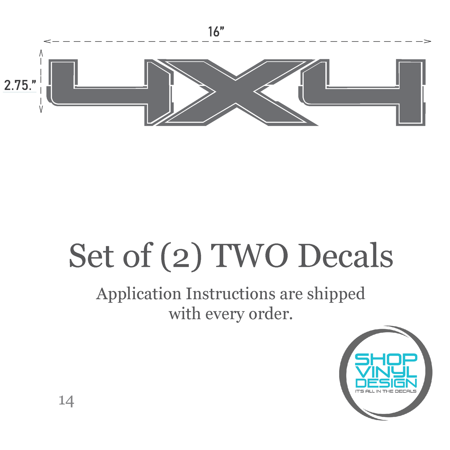 Shop Vinyl Design F-150 F-250 Trucks 4 x 4 Replacement Bedside Decals #14 Vehicle decal 001 Shop Vinyl Design decals stickers