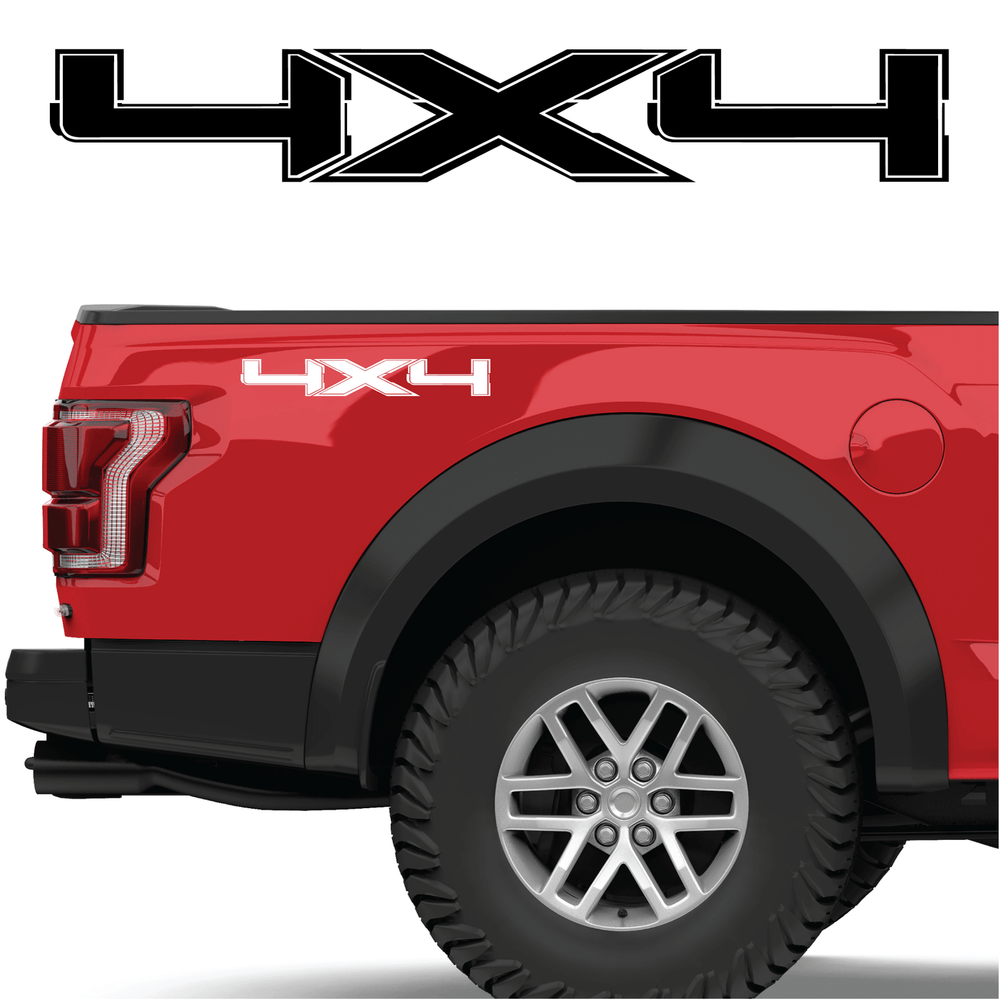 Shop Vinyl Design F-150 F-250 Trucks 4 x 4 Replacement Bedside Decals #14 Vehicle decal 001 White Gloss Shop Vinyl Design decals stickers