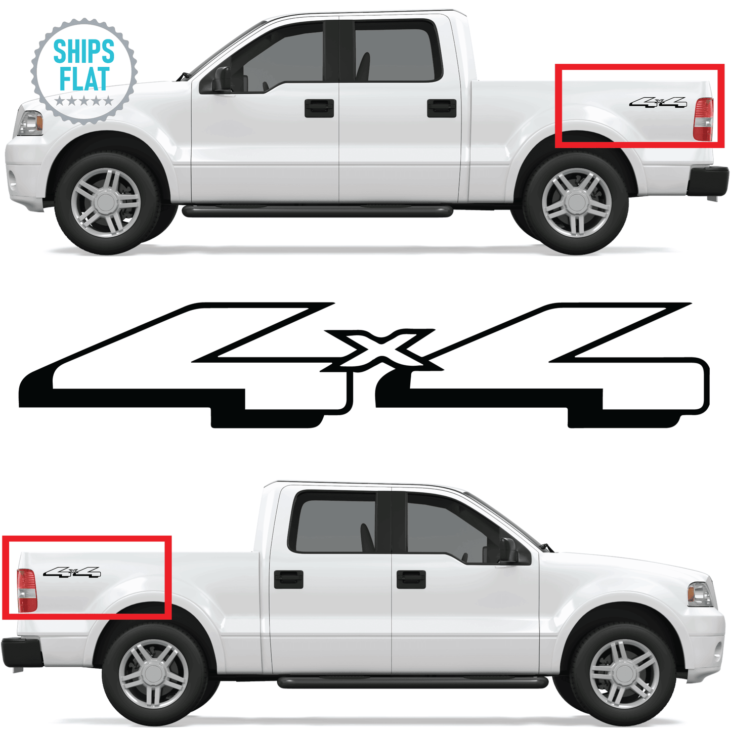 Shop Vinyl Design F-150 F-250 Trucks 4 x 4 Replacement Bedside Decals #15 Vehicle 001 Black Gloss Shop Vinyl Design decals stickers