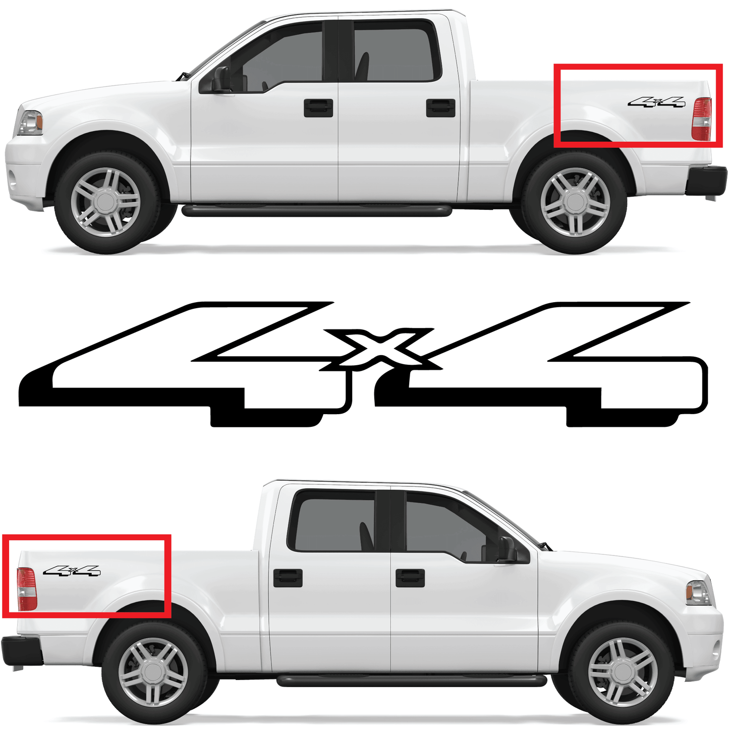 Shop Vinyl Design F-150 F-250 Trucks 4 x 4 Replacement Bedside Decals #15 Vehicle Vinyl Graphic Decal Shop Vinyl Design decals stickers