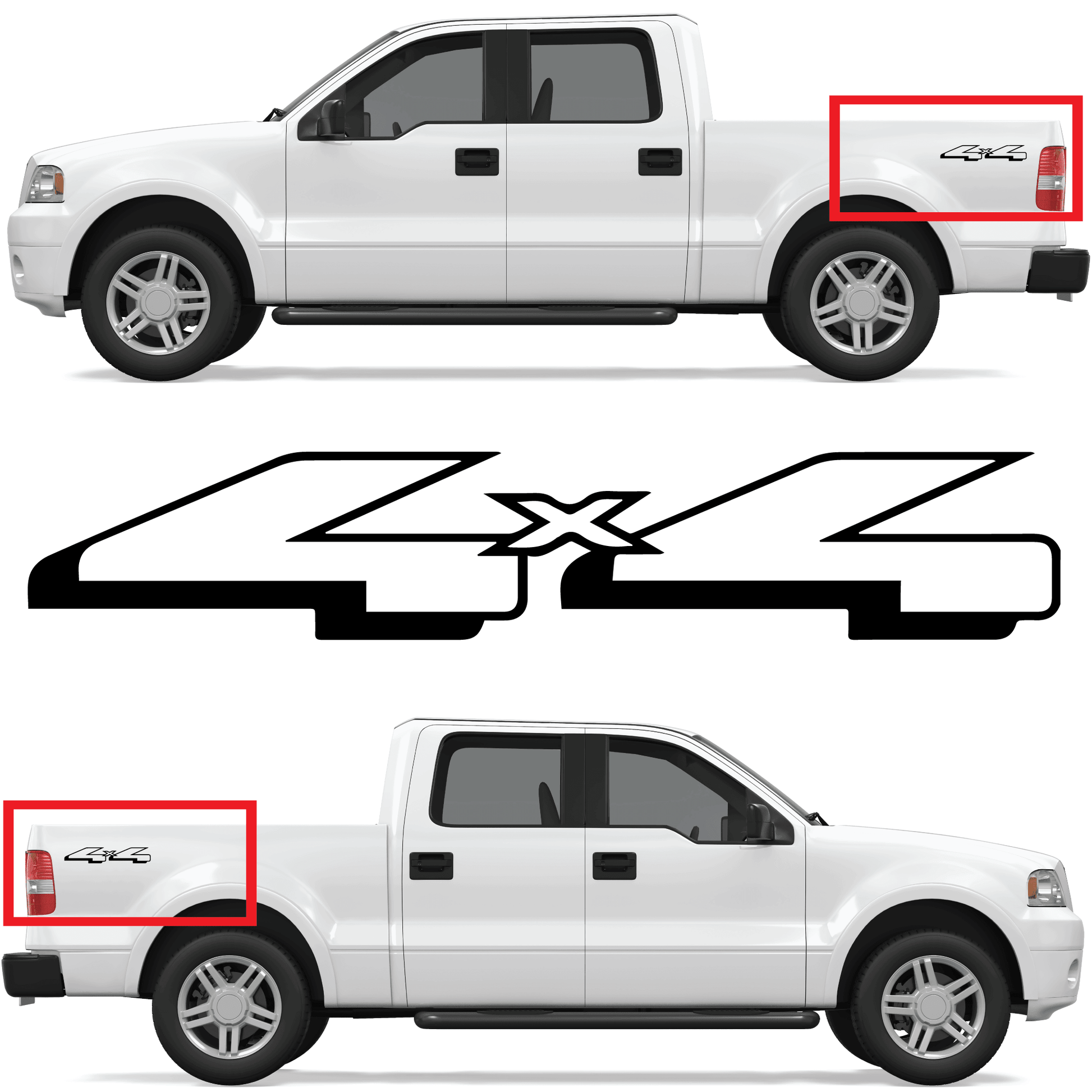 Shop Vinyl Design F-150 F-250 Trucks 4 x 4 Replacement Bedside Decals #15 Vehicle Vinyl Graphic Decal Shop Vinyl Design decals stickers