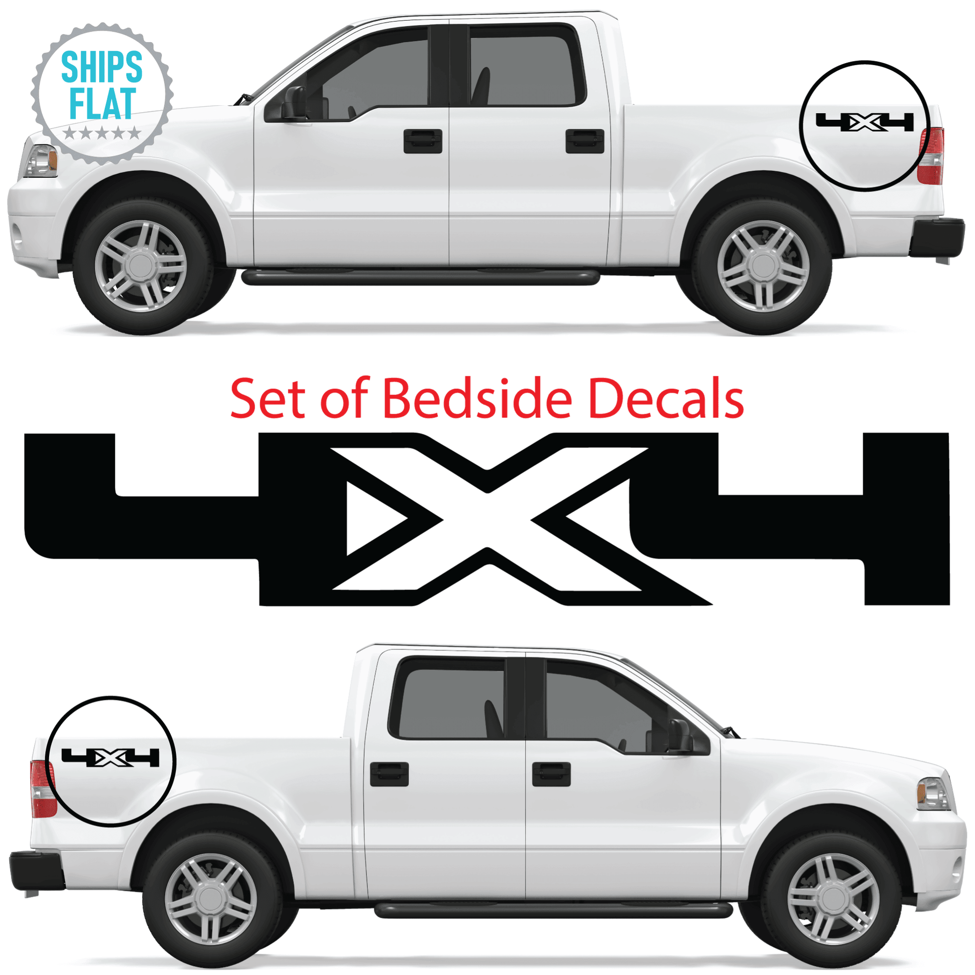 Shop Vinyl Design F-150 F-250 Trucks 4 x 4 Replacement Bedside Decals #23 Vehicle decal 001 Black Gloss Shop Vinyl Design decals stickers