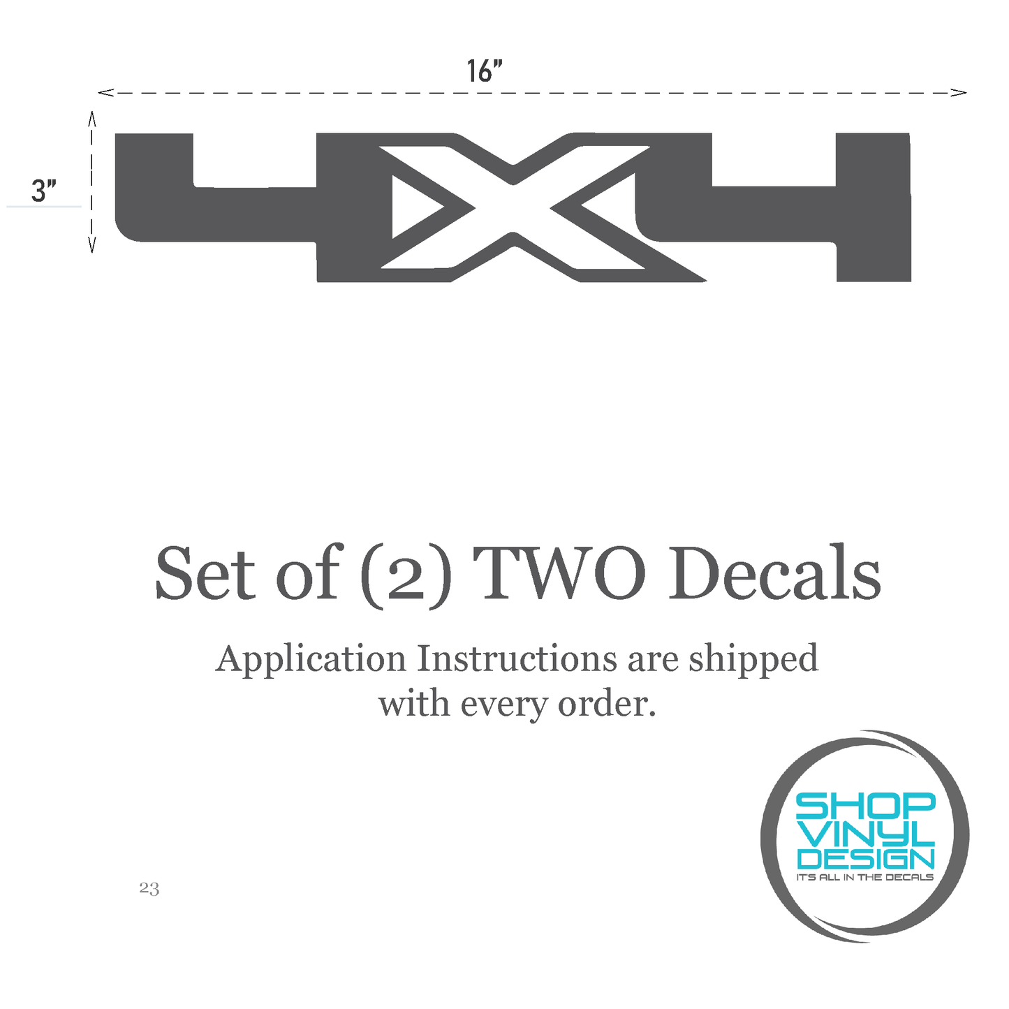 Shop Vinyl Design F-150 F-250 Trucks 4 x 4 Replacement Bedside Decals #23 Vehicle decal 001 White Gloss Shop Vinyl Design decals stickers
