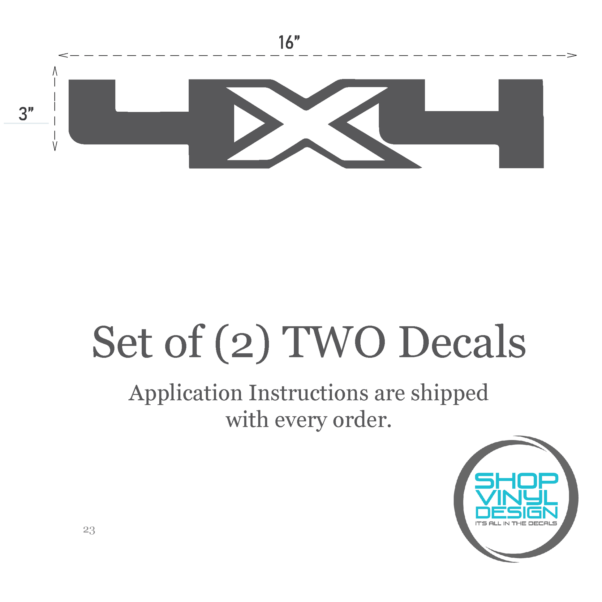 Shop Vinyl Design F-150 F-250 Trucks 4 x 4 Replacement Bedside Decals #23 Vehicle decal 001 White Gloss Shop Vinyl Design decals stickers