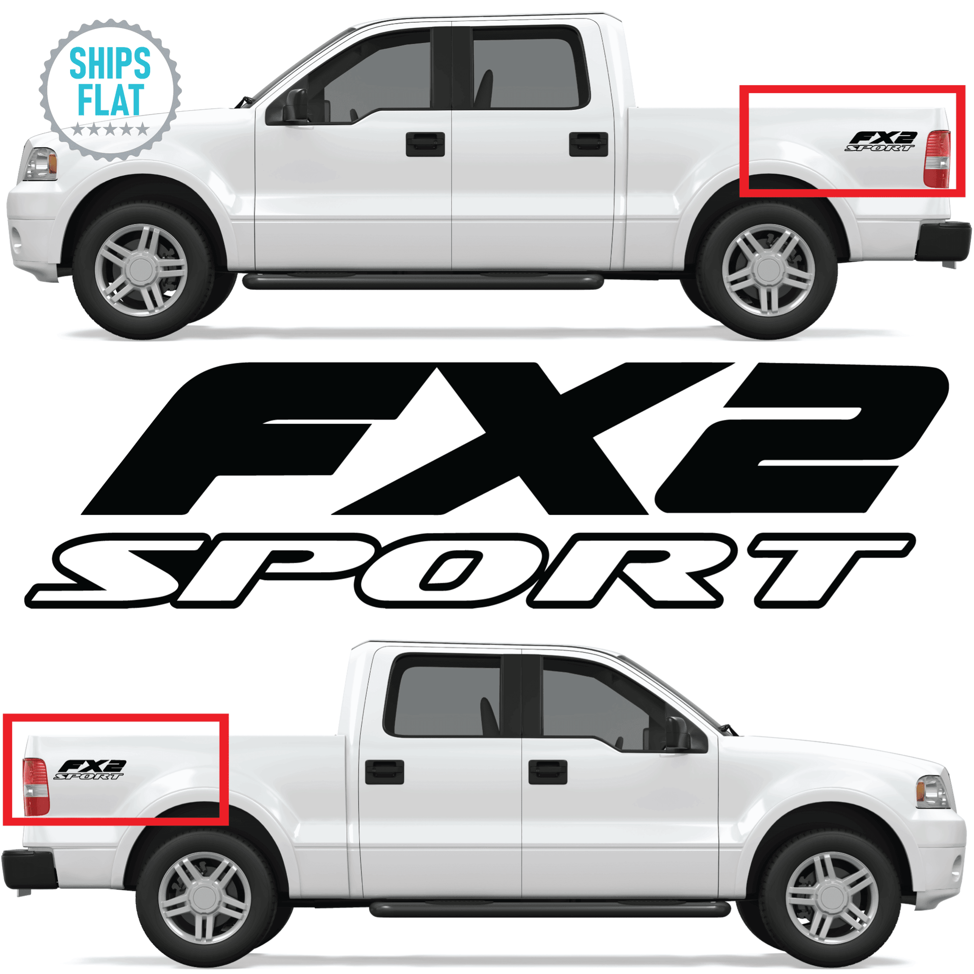 Shop Vinyl Design F-150 FX2 Sport Replacement Bedside Decals Vehicle 001 Black Gloss / 10"-inch Shop Vinyl Design decals stickers
