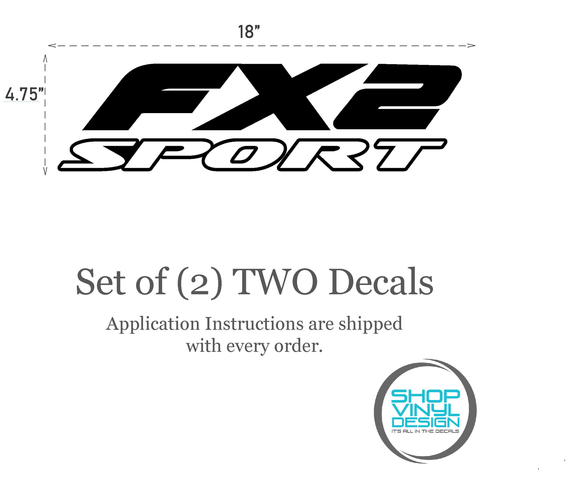 Shop Vinyl Design F-150 FX2 Sport Replacement Bedside Decals Vehicle Vinyl Graphic Decal 18"-inch Shop Vinyl Design decals stickers