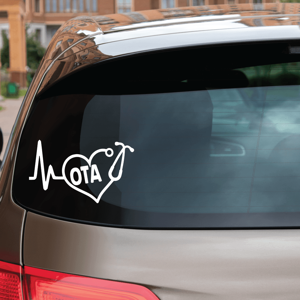 Shop Vinyl Design Heartbeat OTA for Occupational Therapist Assistant Wide 5 inch Shop Vinyl Design decals stickers