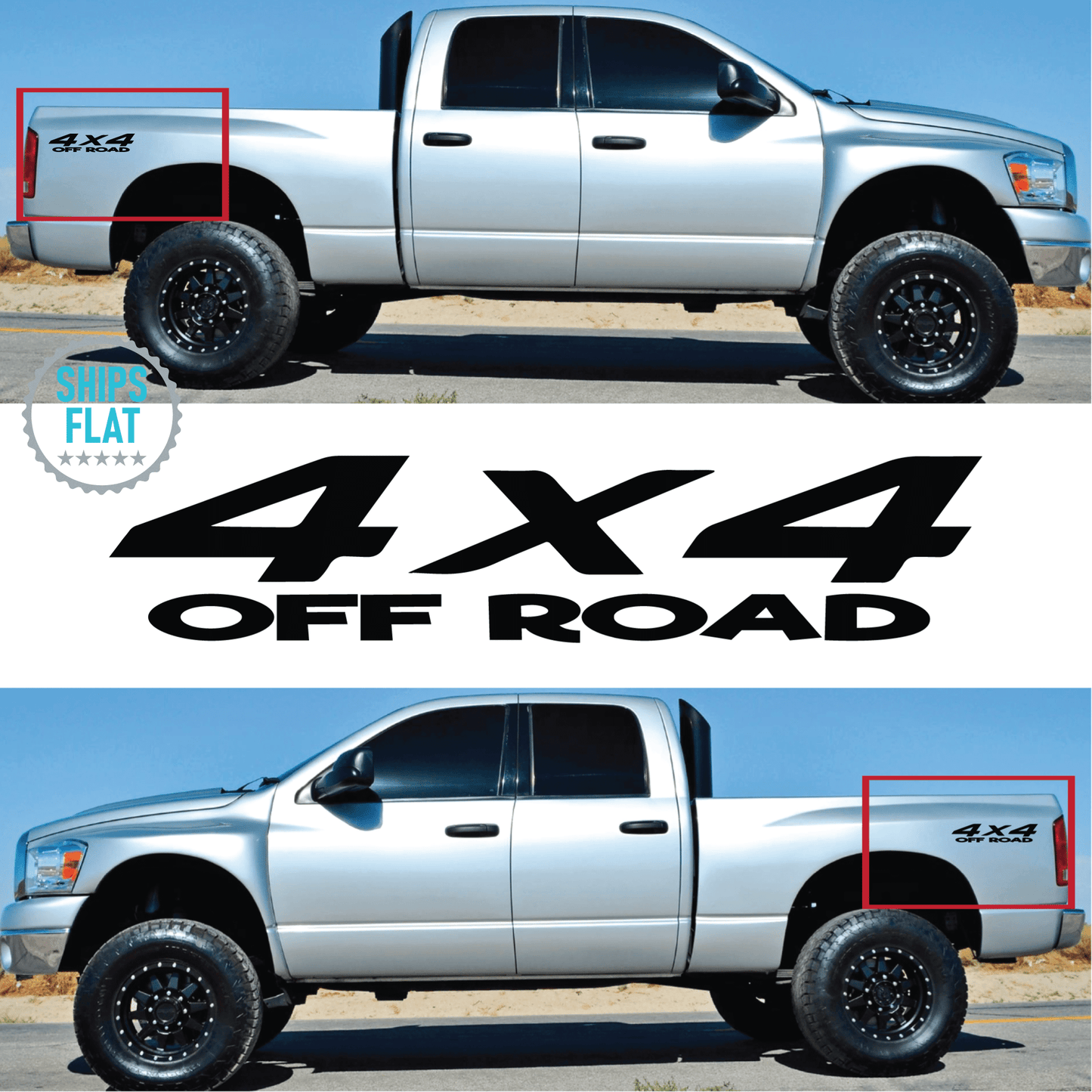 Shop Vinyl Design RAM Trucks 4 x 4 Off Road Replacement Bedside Decals #11 Vehicle decal 001 Black Gloss Shop Vinyl Design decals stickers