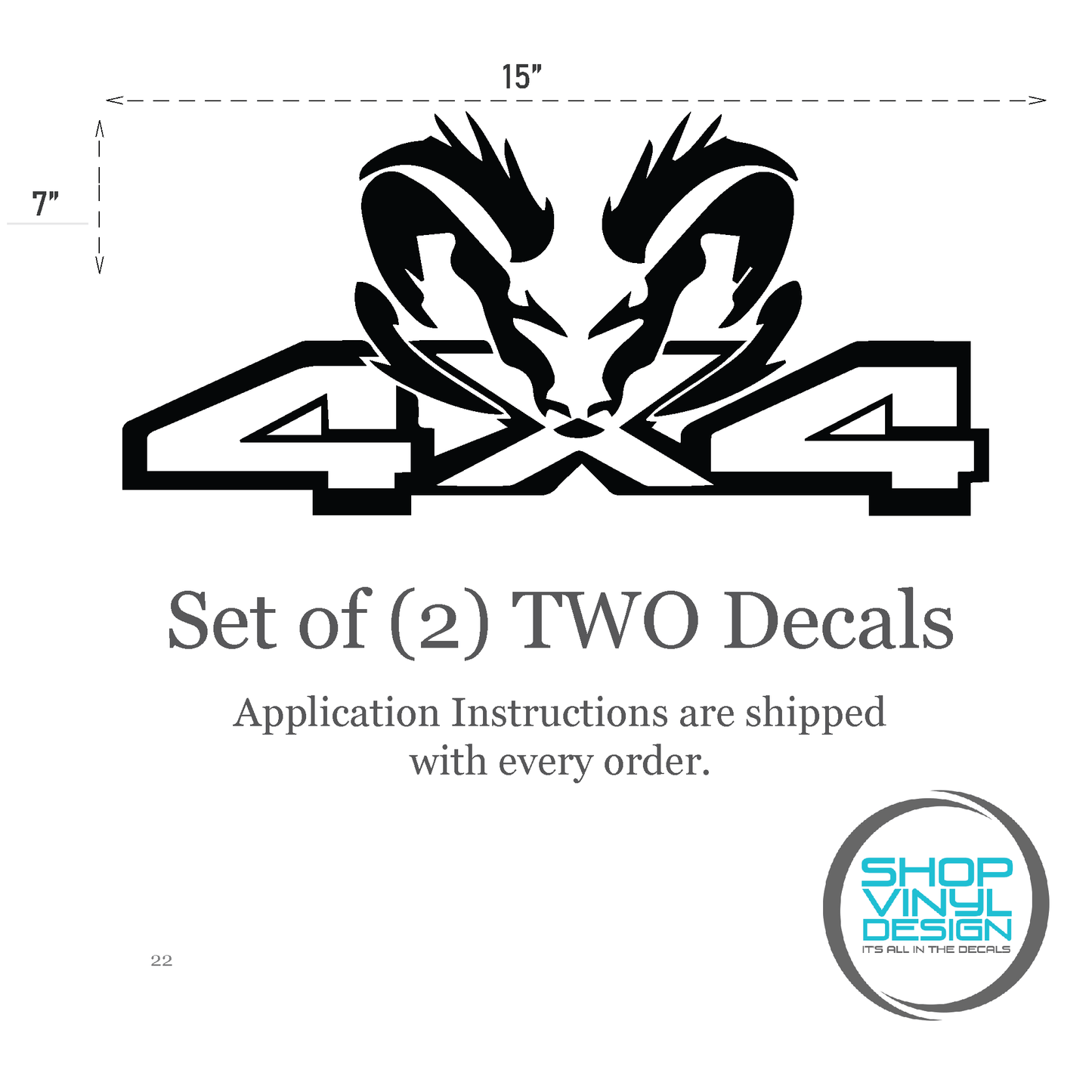 Shop Vinyl Design RAM Trucks 4 x 4 Replacement Bedside Decals #22 Vehicle decal 001 Shop Vinyl Design decals stickers