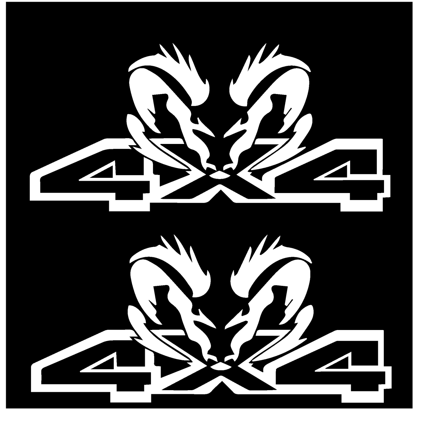 Shop Vinyl Design RAM Trucks 4 x 4 Replacement Bedside Decals #22 Vehicle decal 001 White Matte Shop Vinyl Design decals stickers