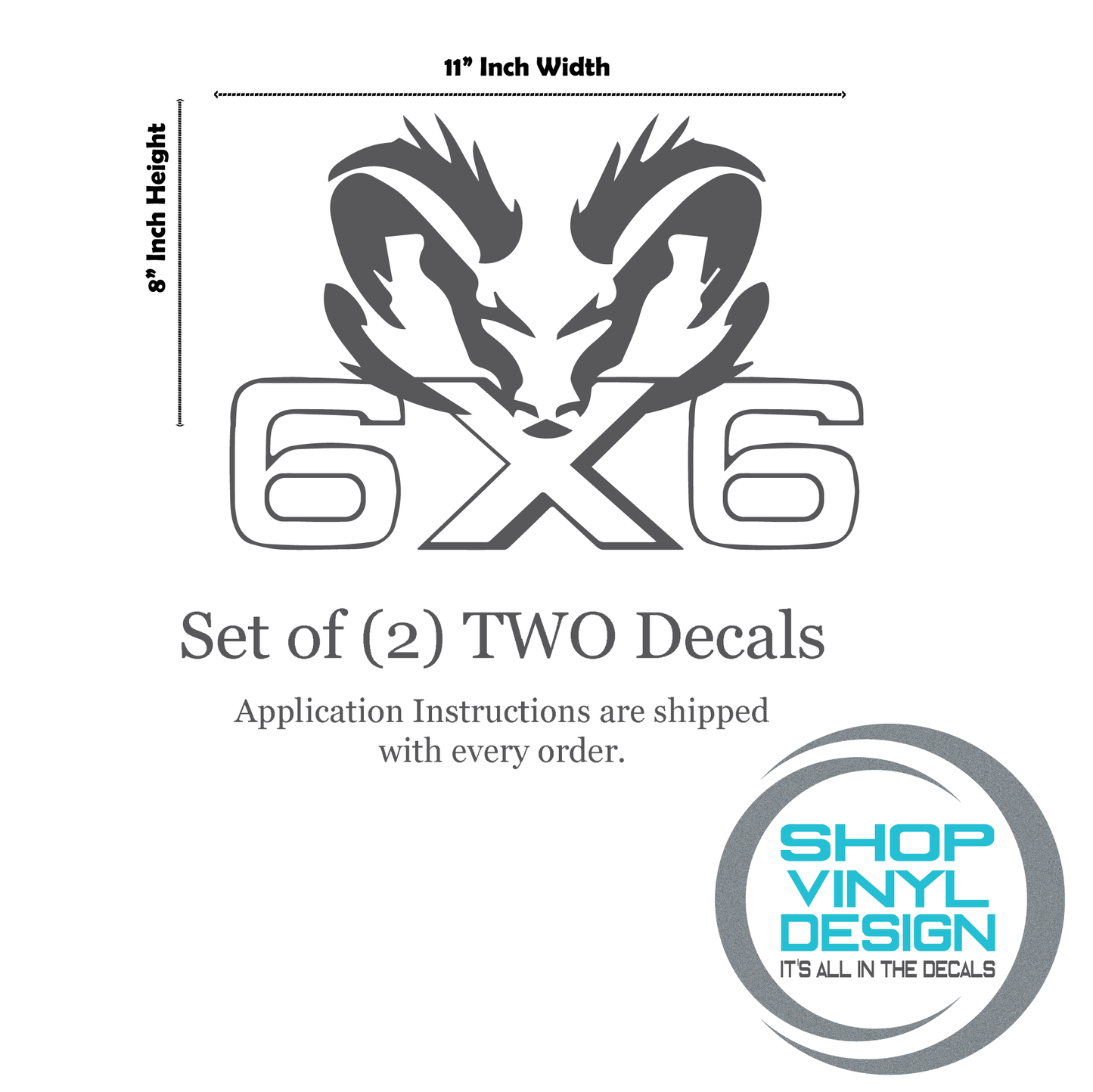 Shop Vinyl Design RAM Trucks 6 x 6 Replacement Bedside Decals #002 Vehicle decal 001 Shop Vinyl Design decals stickers