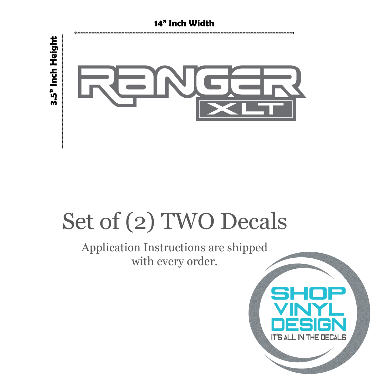 Shop Vinyl Design Ranger XLT Trucks Replacement Bedside Decals Vehicle 001 Shop Vinyl Design decals stickers