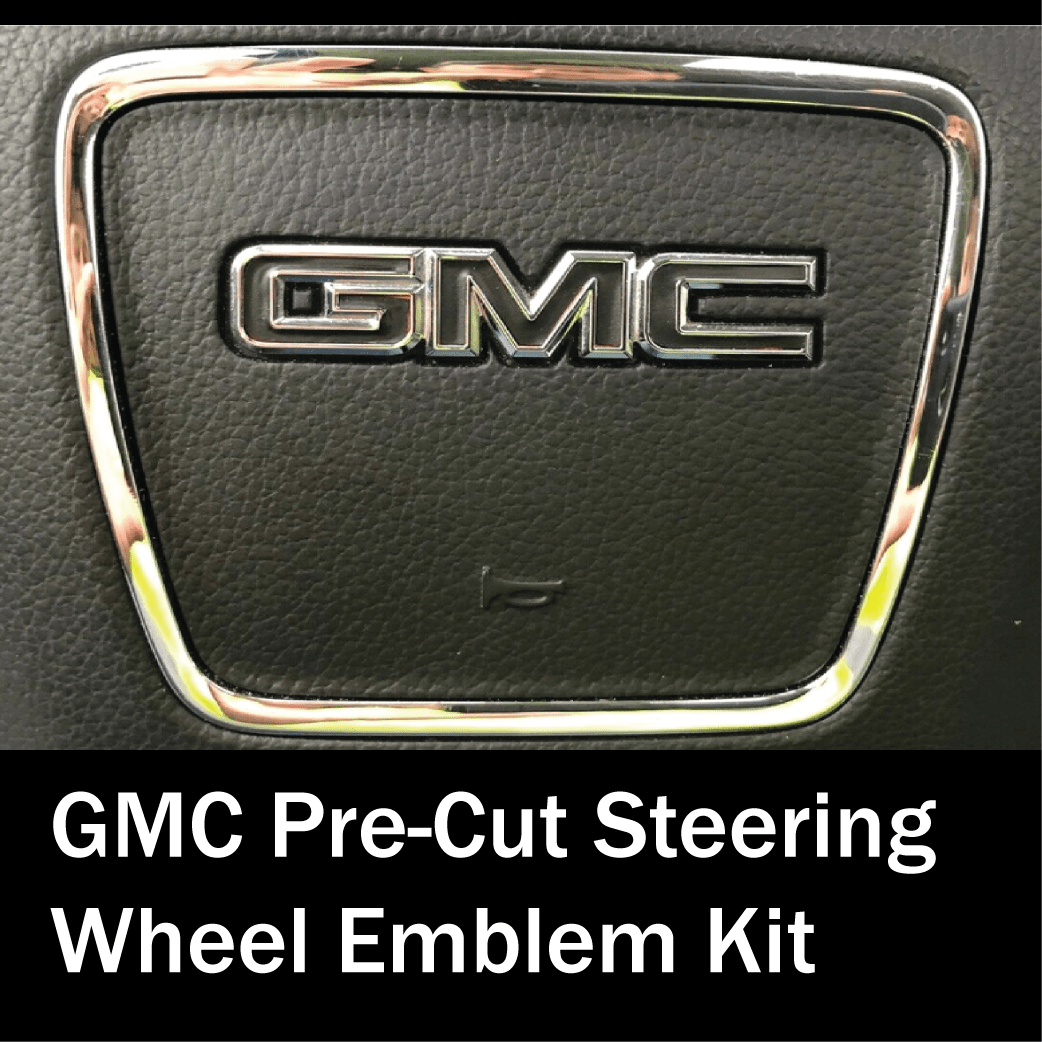Shop Vinyl Design Sierra 1500 2500 3500 Pre-cut Steering Wheel Emblem Kit (Vehicle Specific) Sierra Emblem Overlay Kits 2015 - 2018 (2500 and 3500) / 3M - Black Carbon Fiber Shop Vinyl Design decals stickers